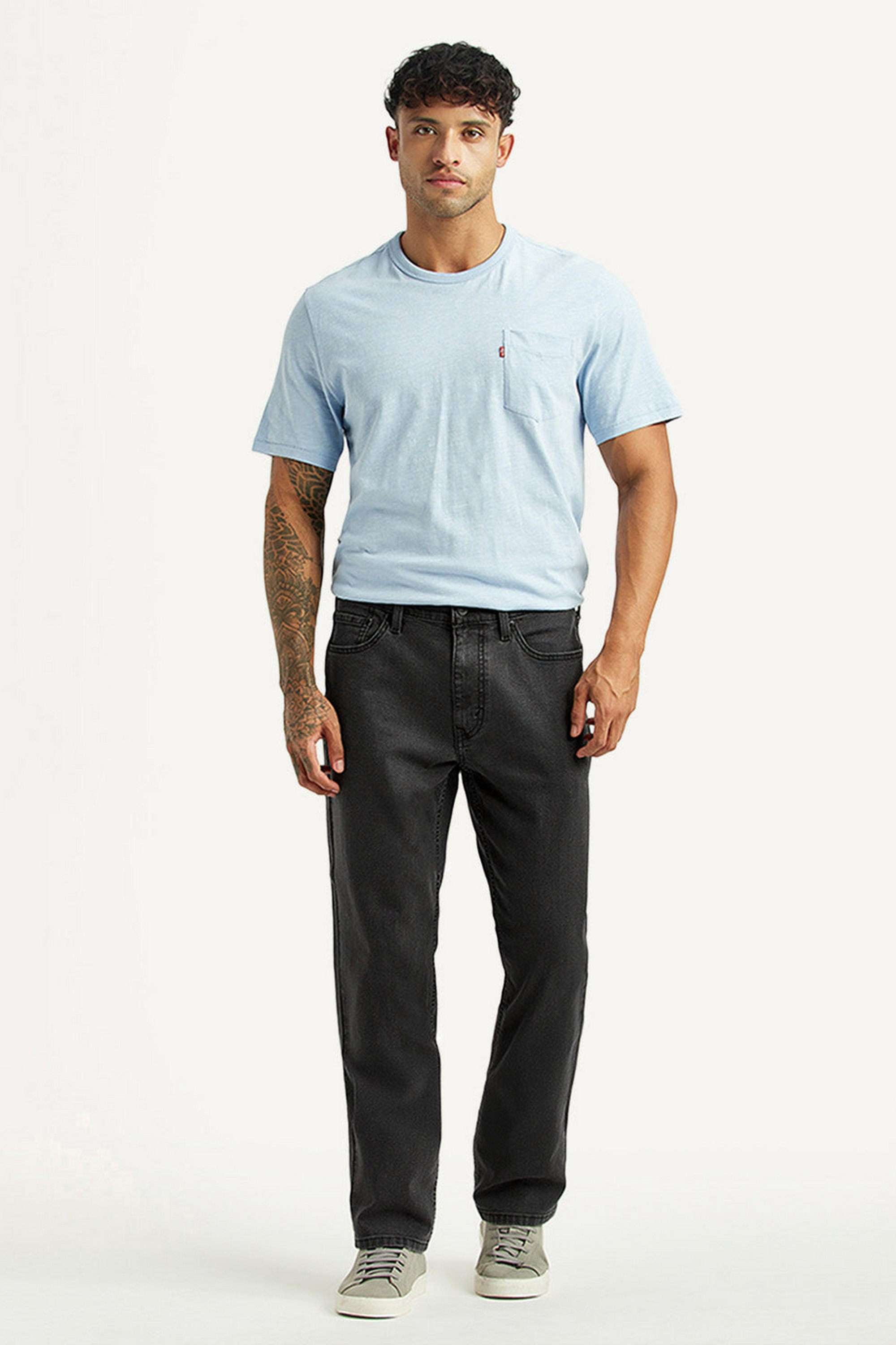 Light-Wash-Cotton-Tapered-Fit-Men-s-Jeans