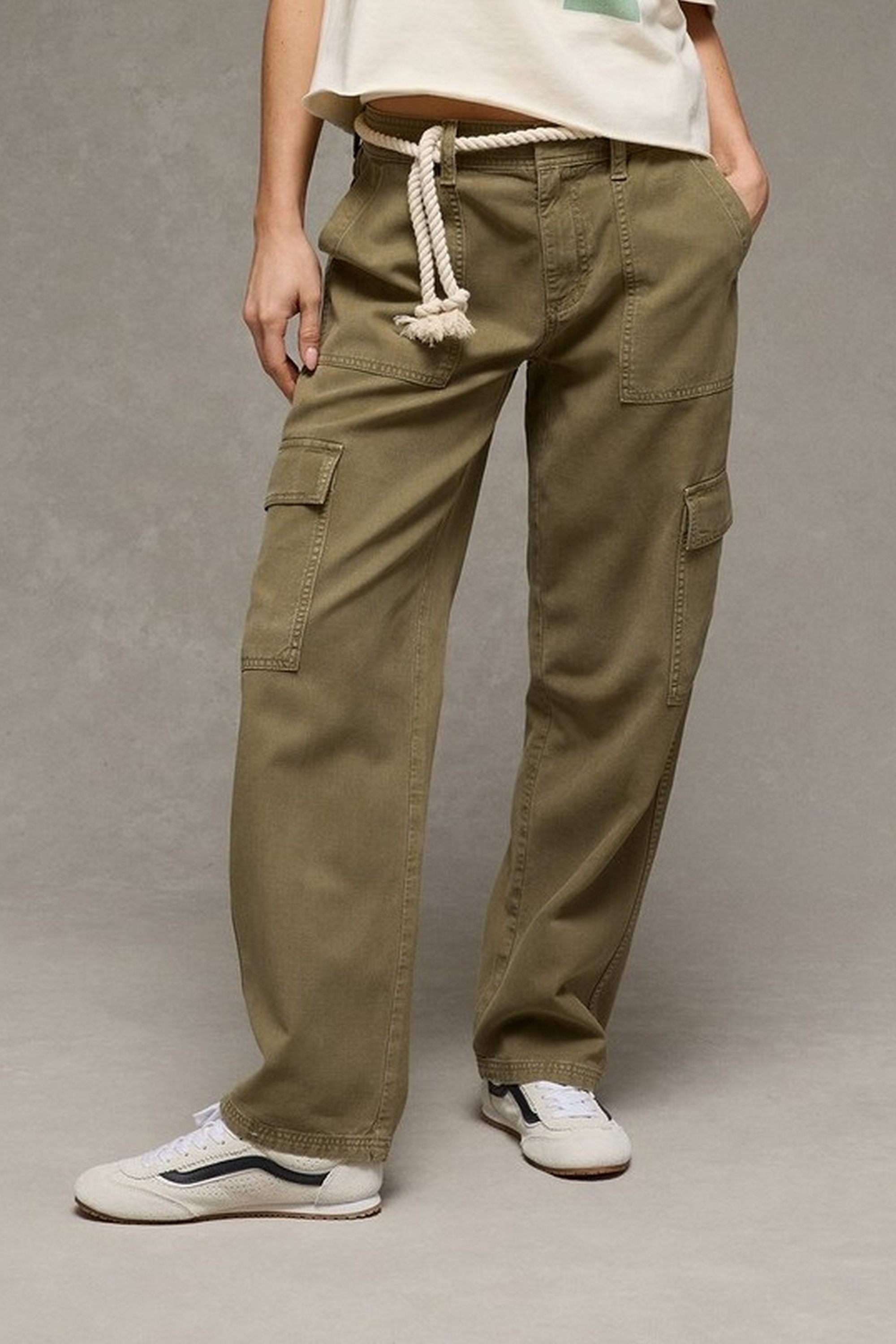 american eagle Solid Blended Fabric Straight Fit Women's Pants-picture-36