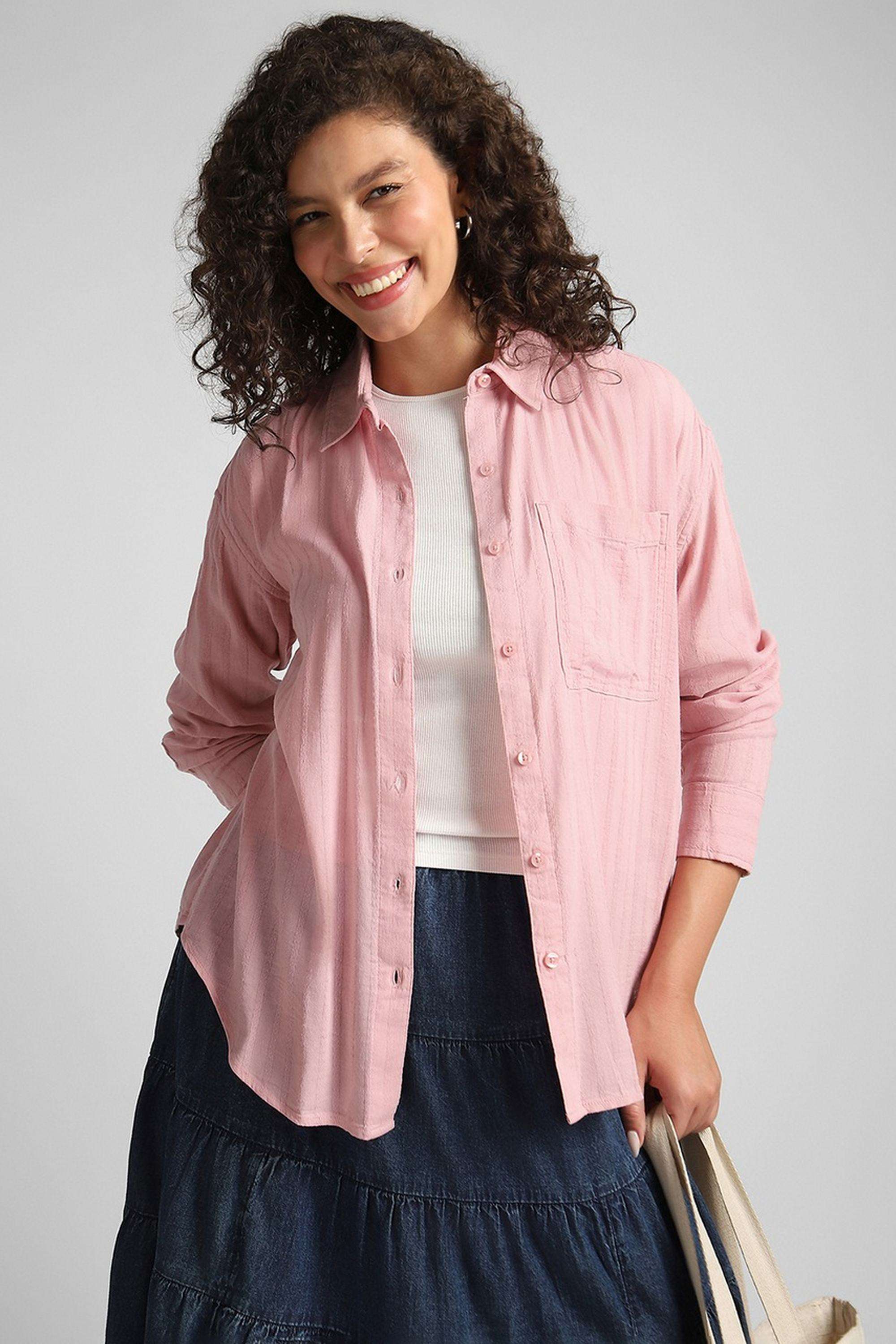 Solid-Blended-Fabric-Women-s-Shirt