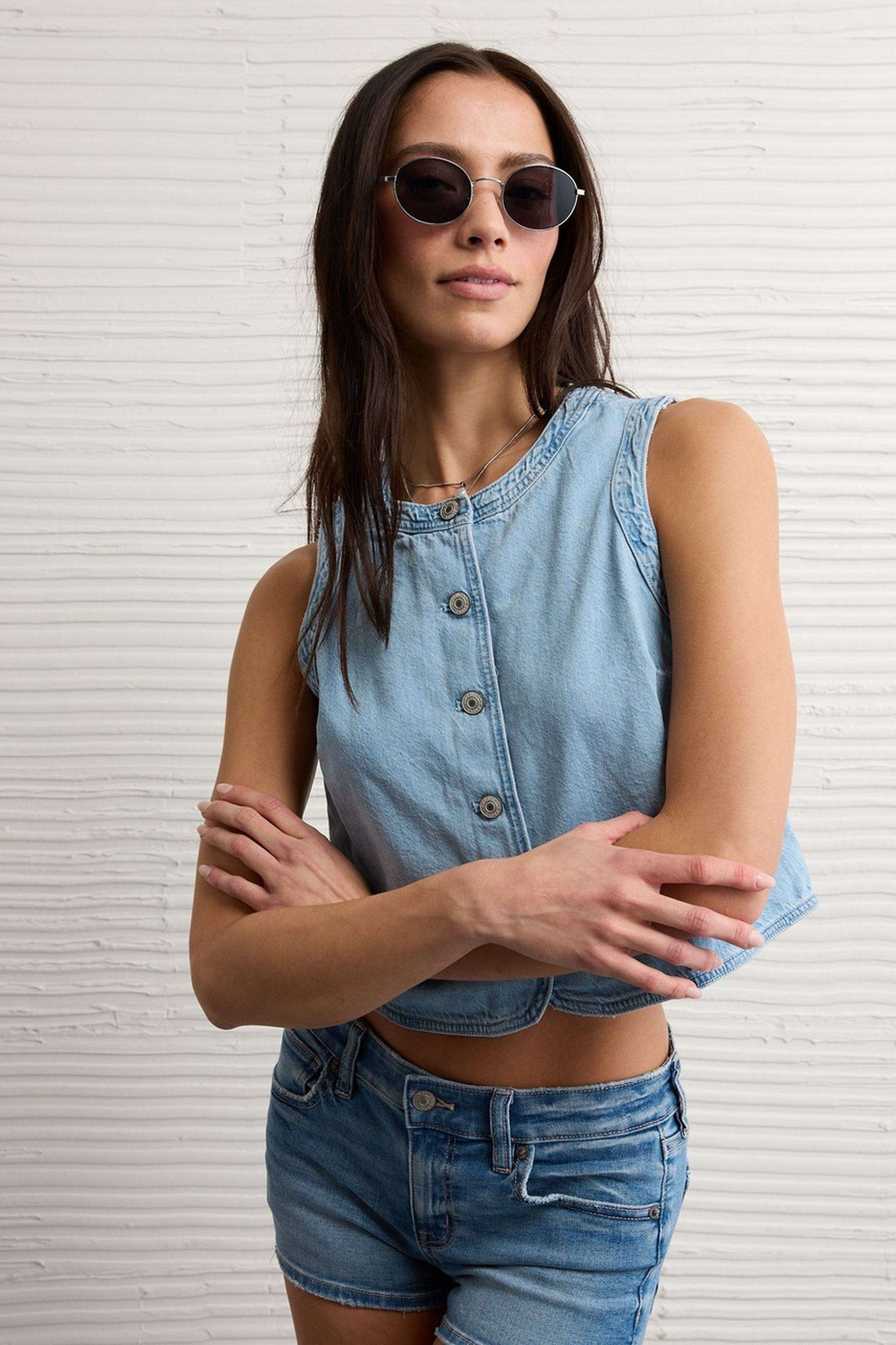american eagle Solid Blended Fabric Women's Top-picture-16