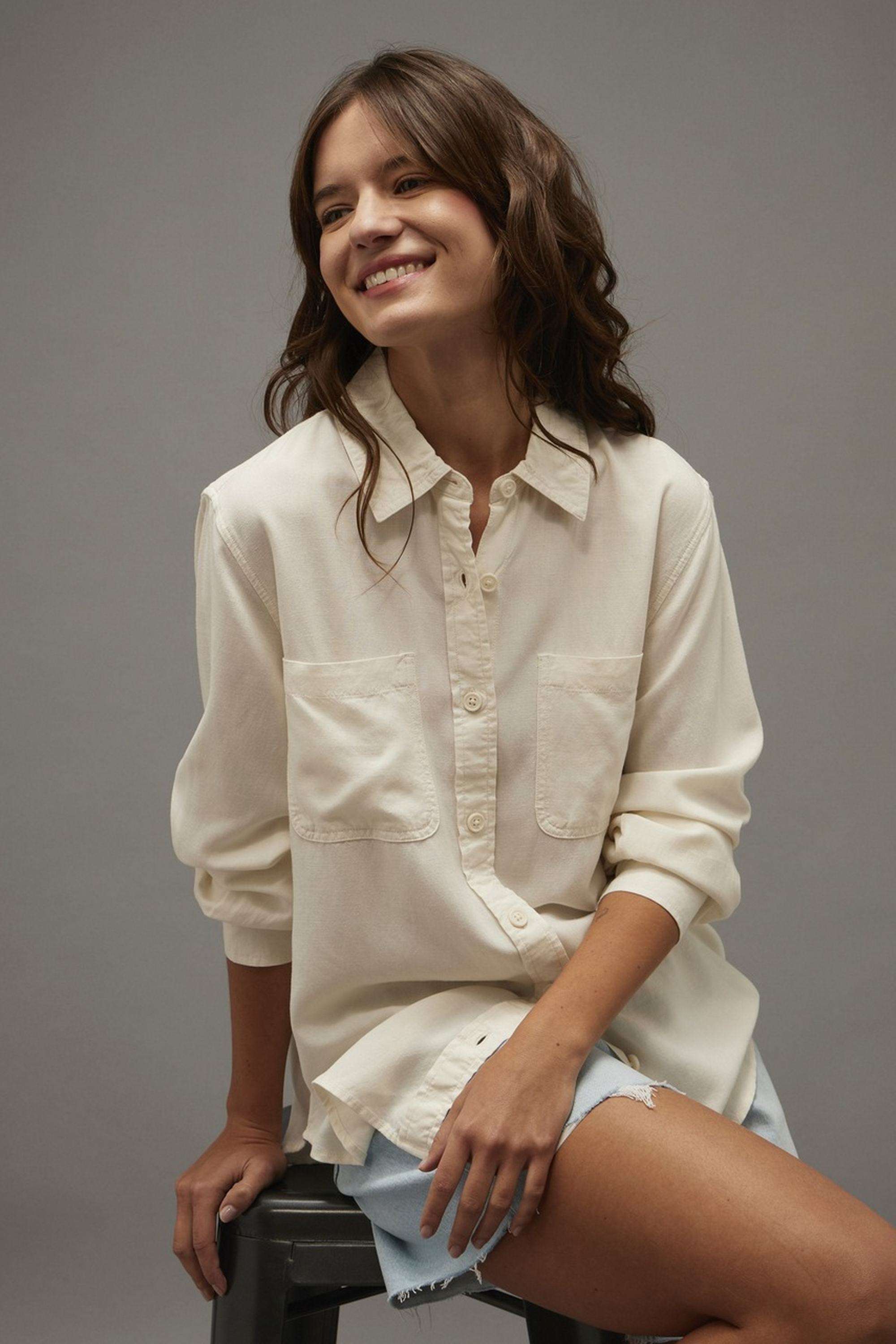 Solid-Blended-Fabric-Women-s-Shirt
