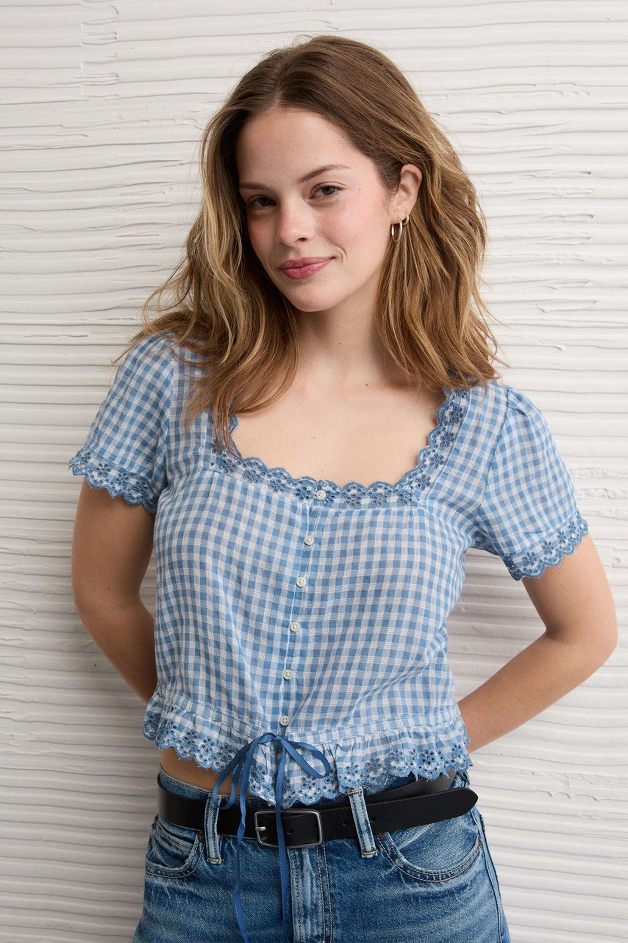 Solid-Blended-Fabric-Women-s-Top