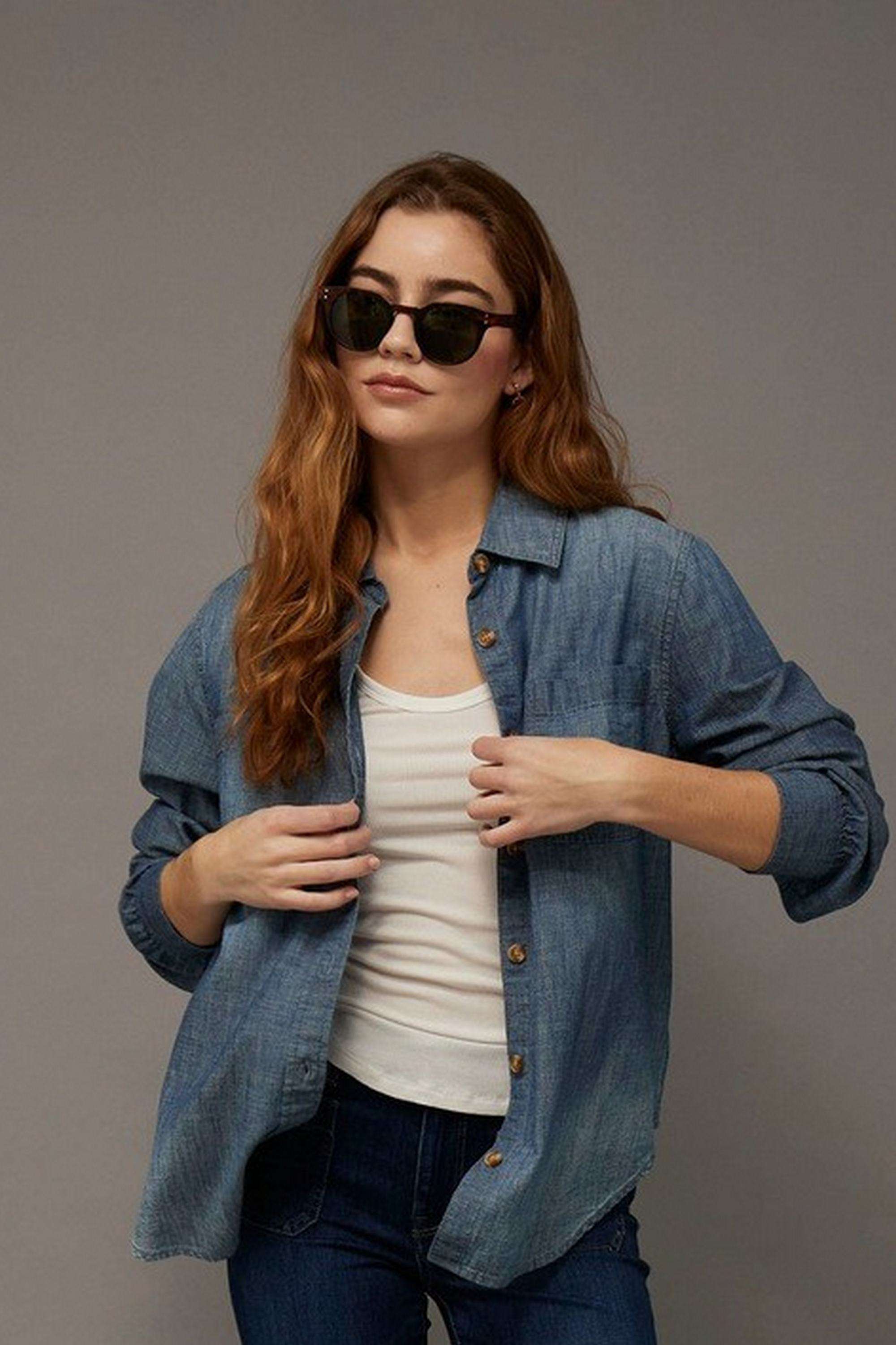 Solid-Blended-Fabric-Women-s-Shirt