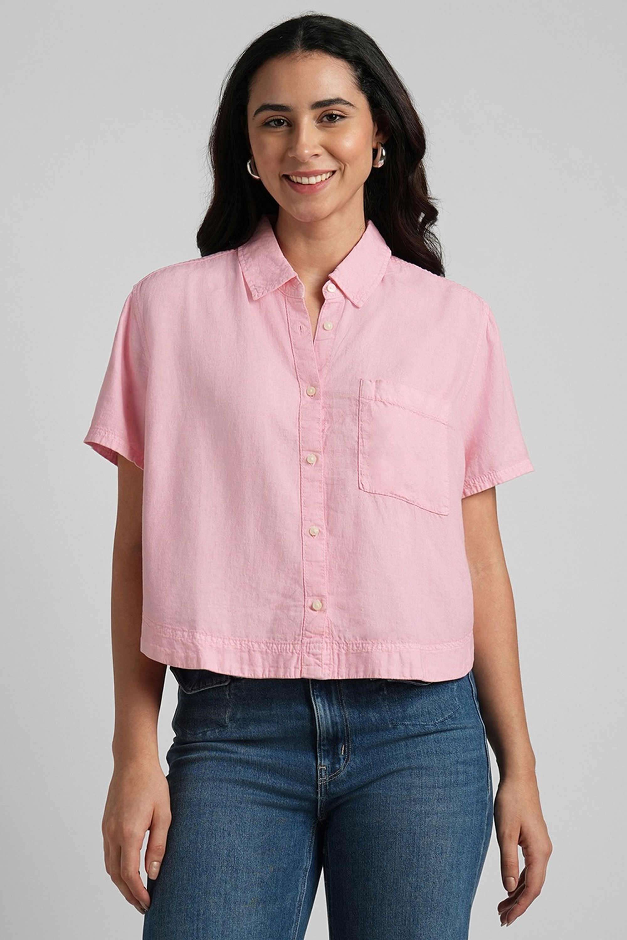 american eagle Solid Blended Fabric Regular Fit Women's Shirt-picture-19