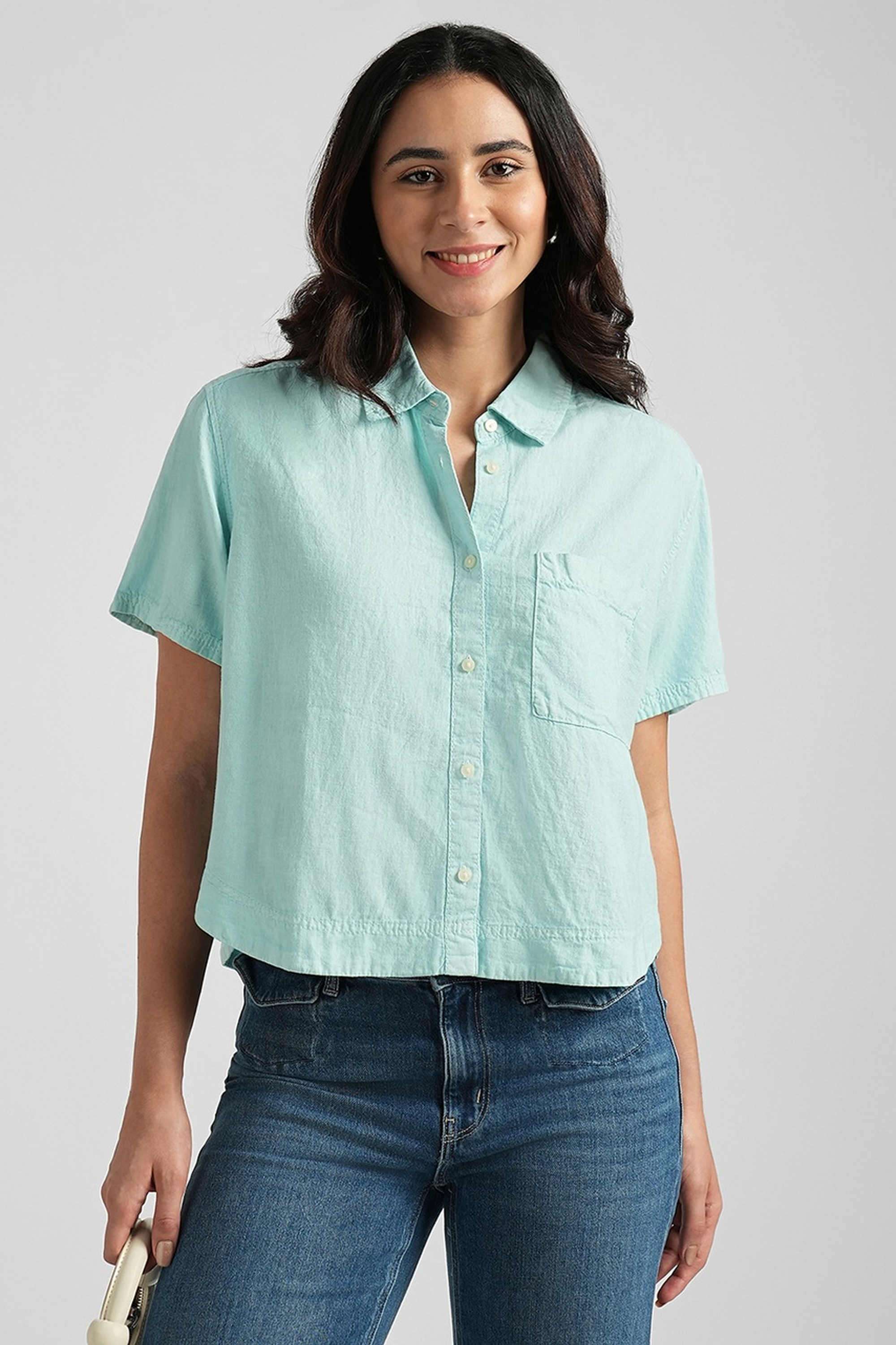 american eagle Solid Blended Fabric Regular Fit Women's Shirt-picture-28