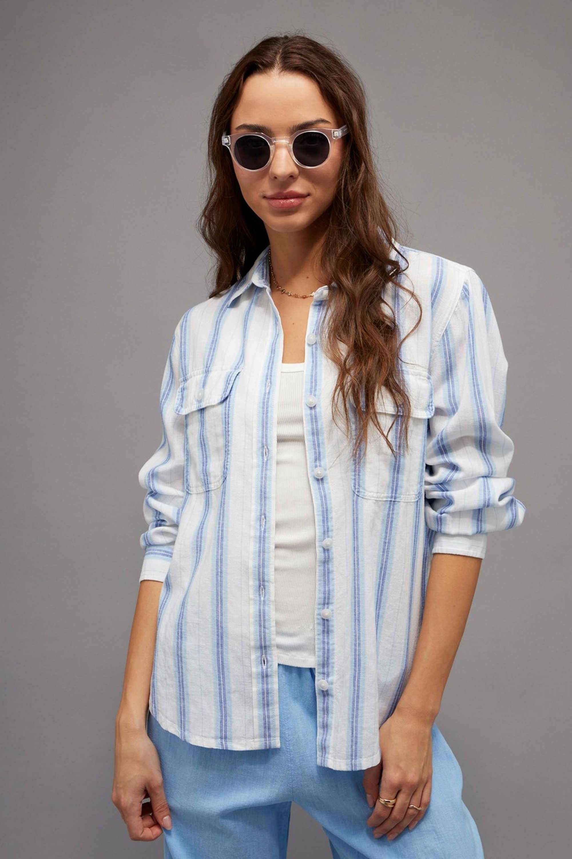 american eagle Stripes Blended Fabric Regular Fit Women's Shirt-picture-13