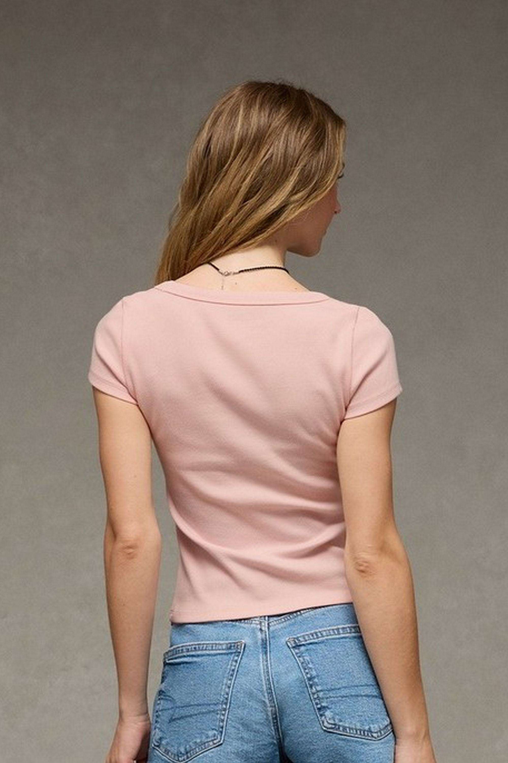 Solid-Blended-Fabric-Women-s-T-Shirt