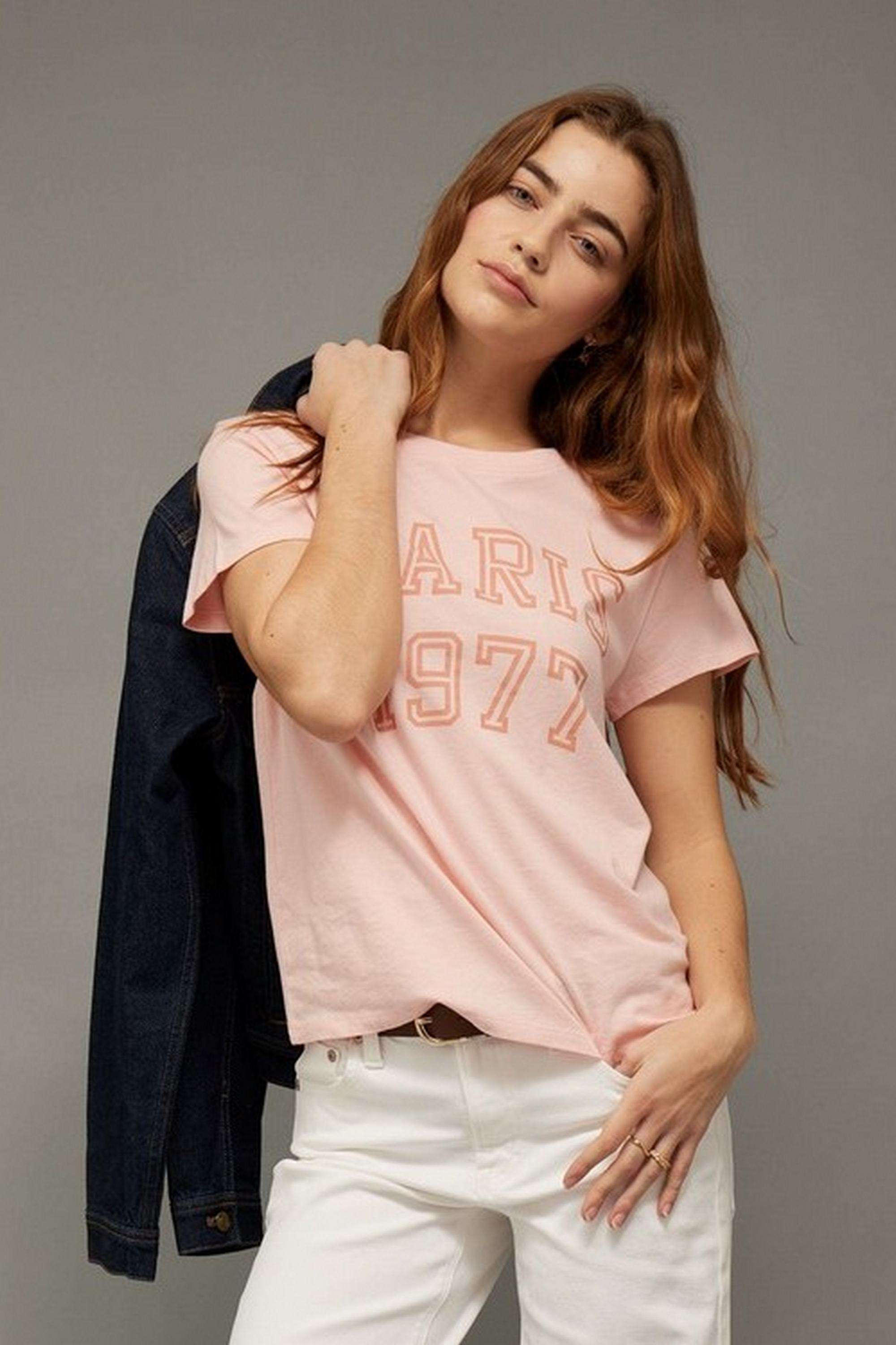 Solid-Blended-Fabric-Women-s-T-Shirt