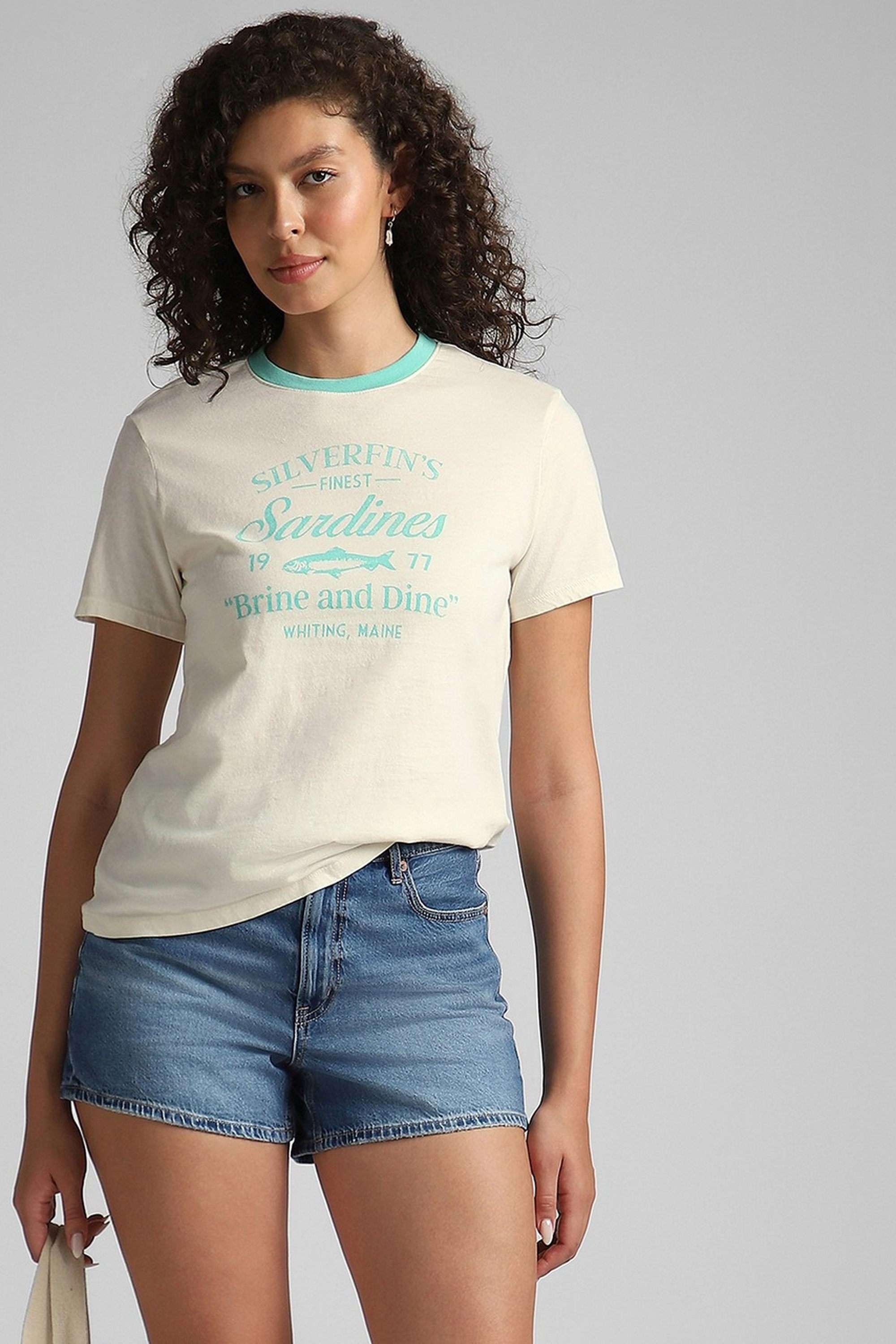 Solid-Blended-Fabric-Women-s-T-Shirt