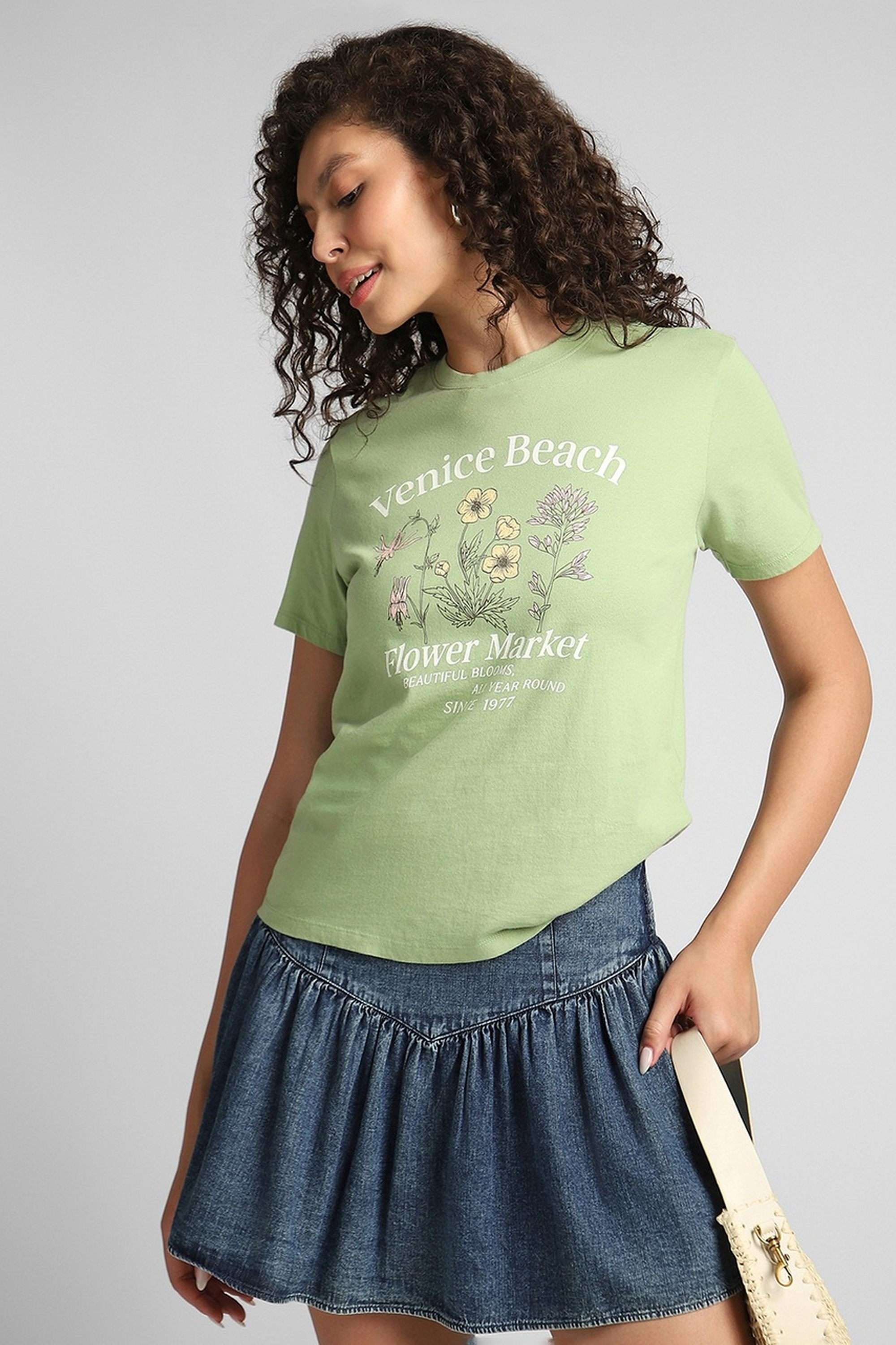Solid-Blended-Fabric-Women-s-T-Shirt