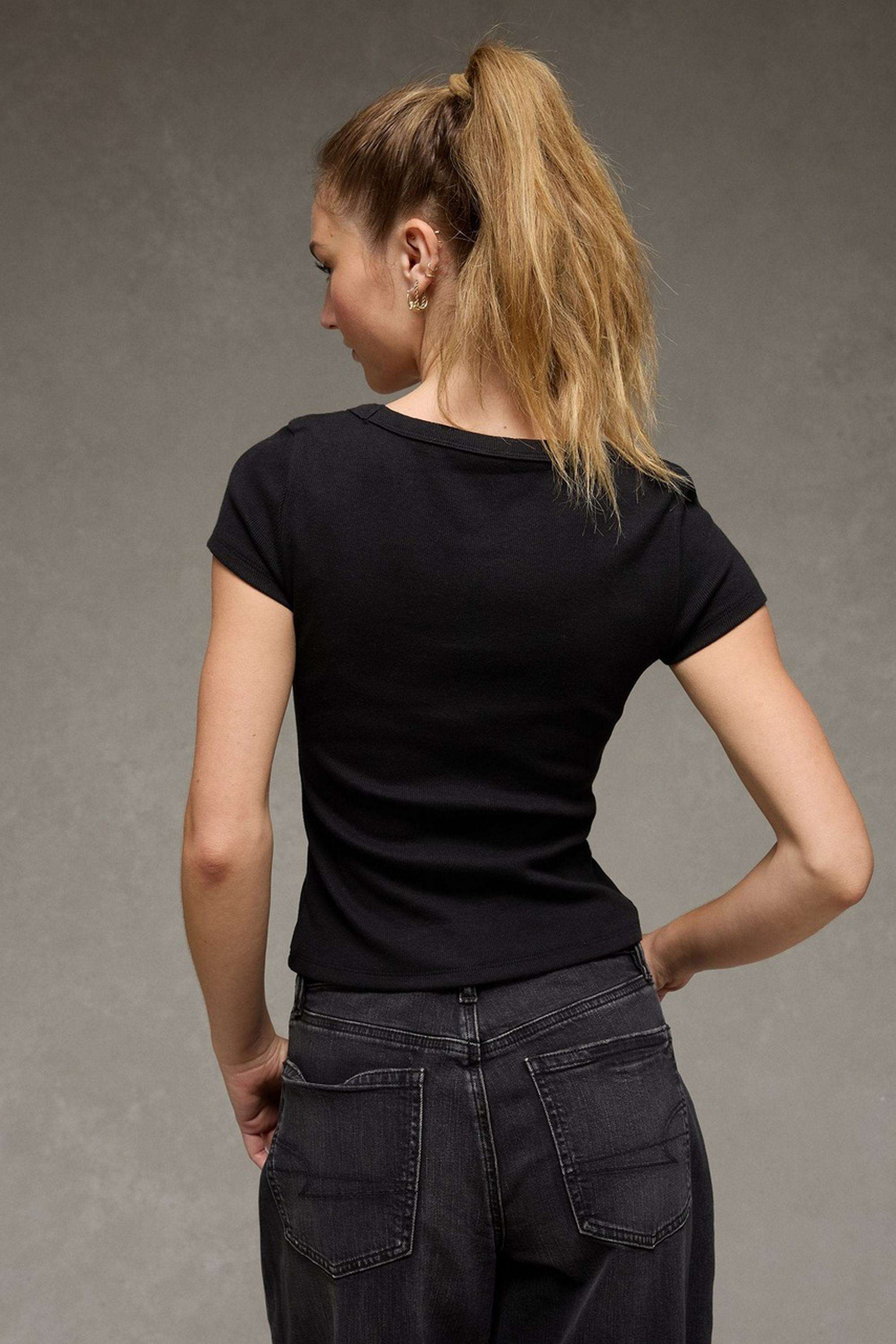 Solid-Blended-Fabric-Women-s-T-Shirt