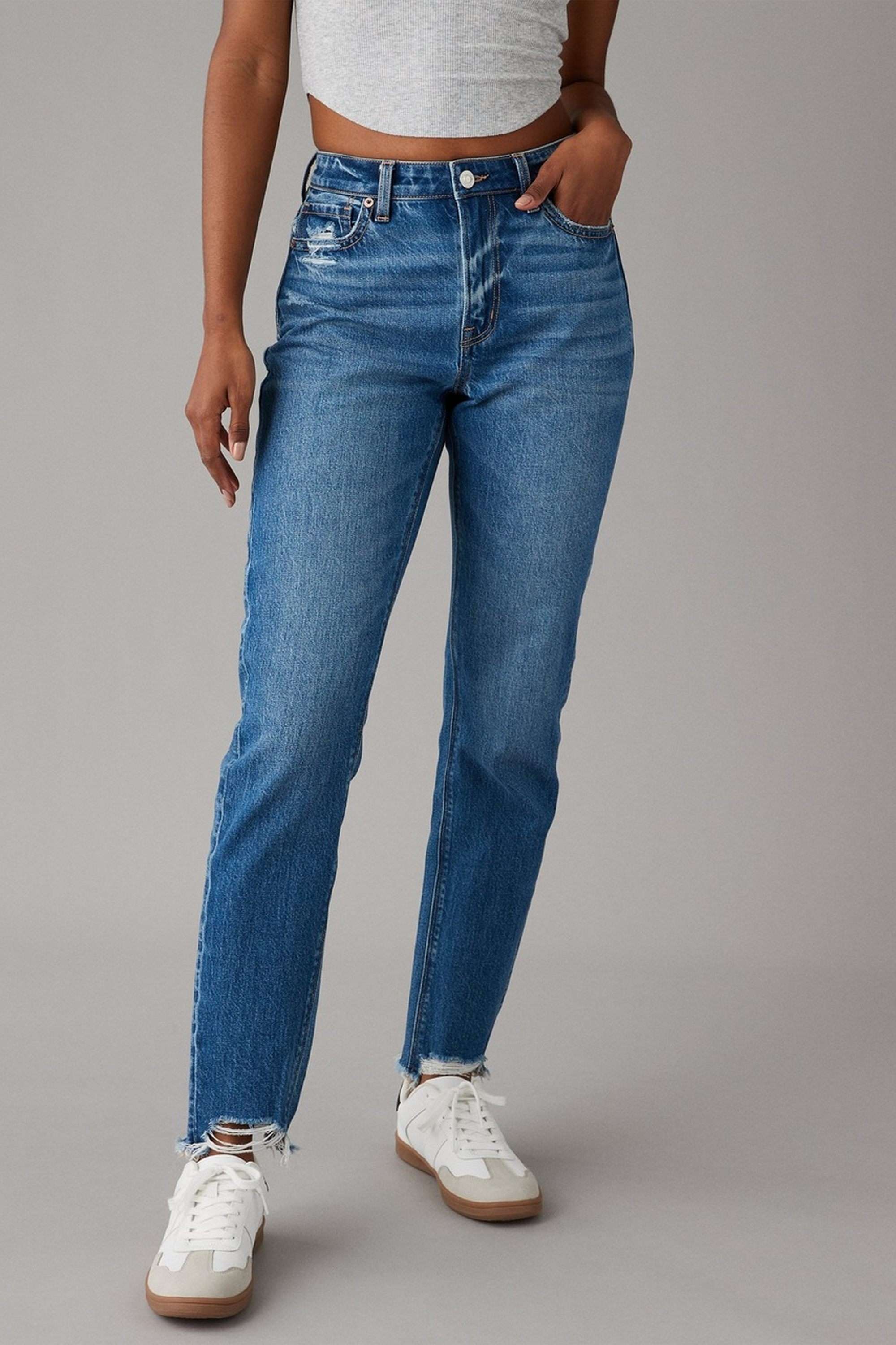 american eagle Solid Blended Fabric Relaxed Fit Women's Jeans-picture-44