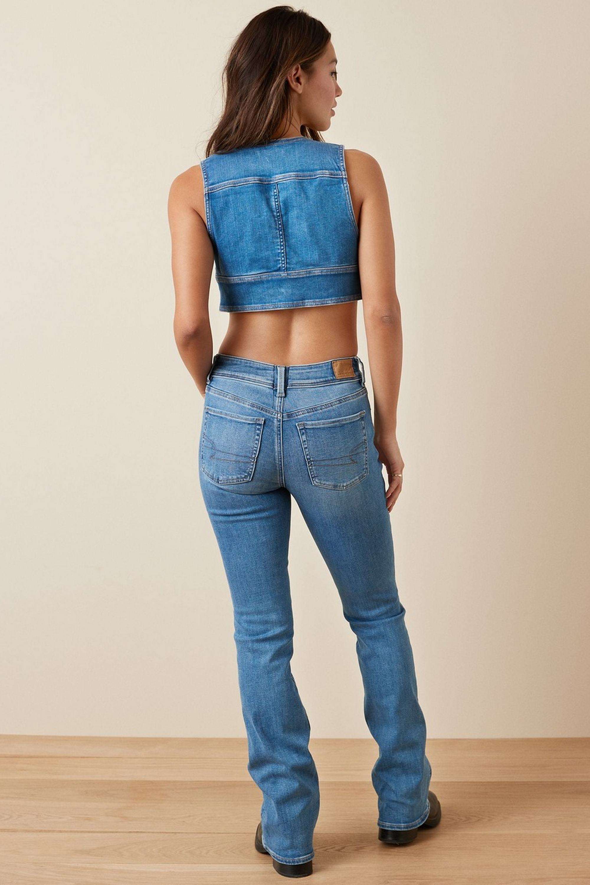 High-Rise-Blended-Fabric-Bootcut-Fit-Women-s-Jeans
