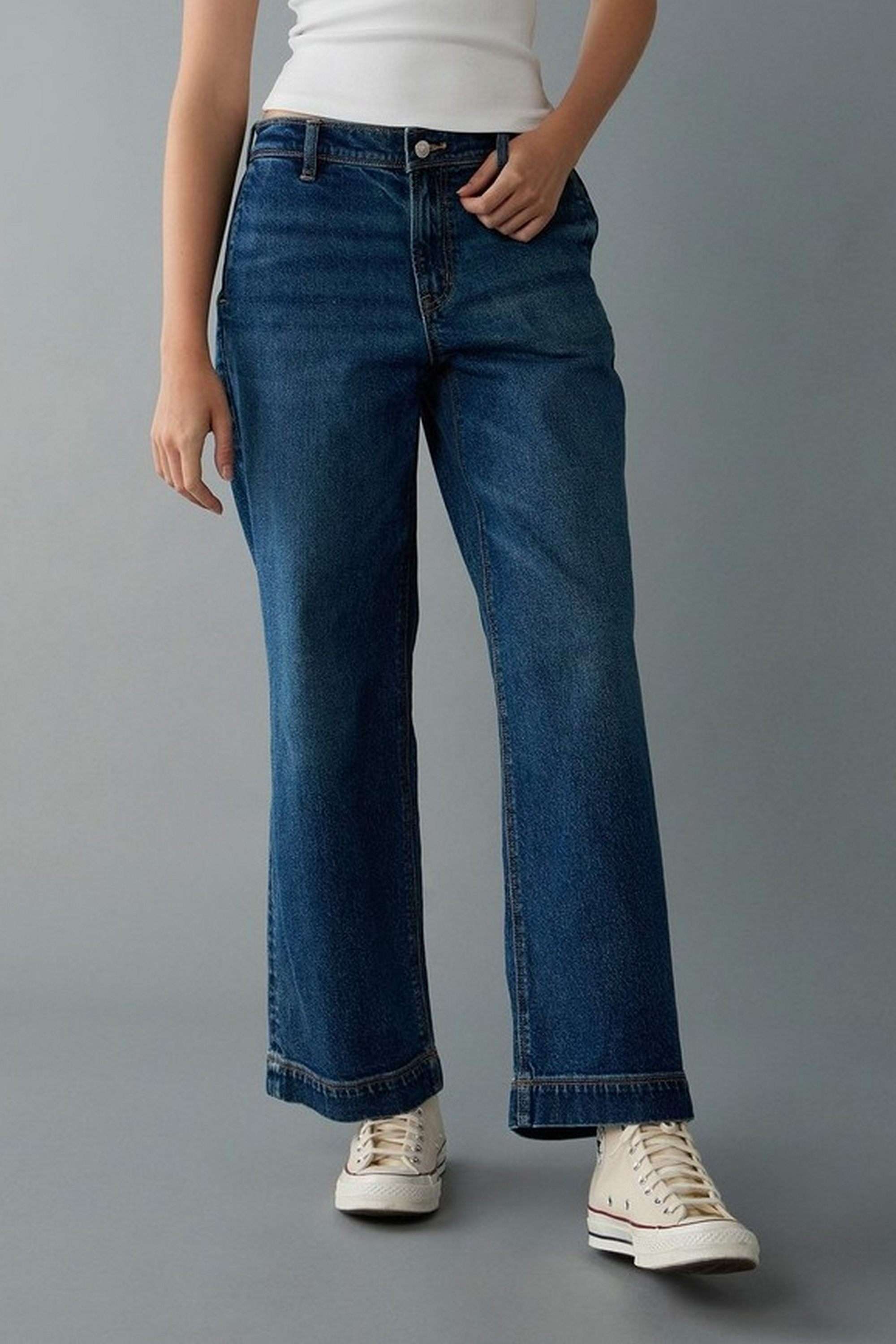 Solid-Blended-Fabric-Straight-Fit-Women-s-Jeans