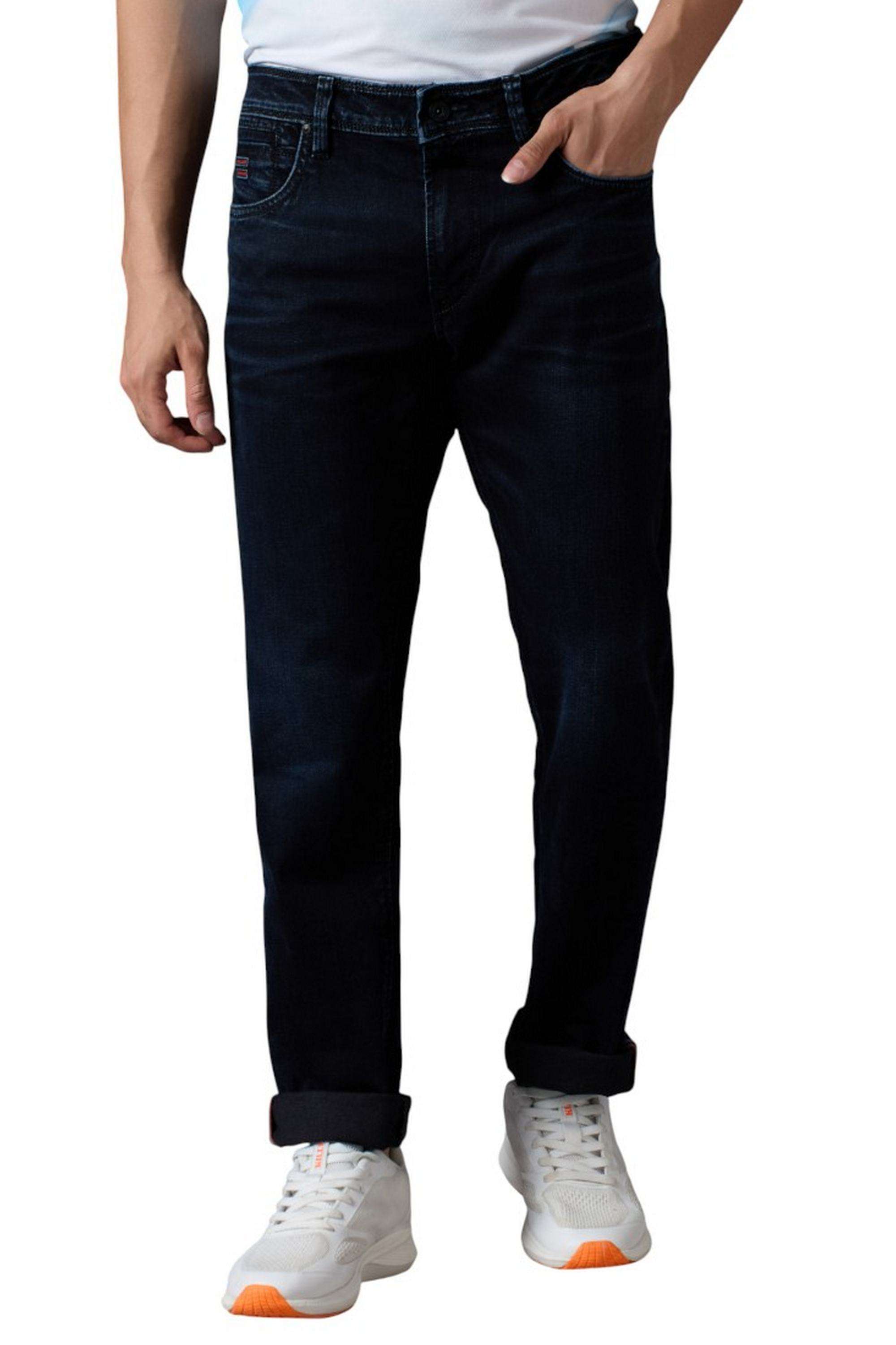 Solid-Cotton-Stretch-Tapered-Fit-Men-s-Jeans