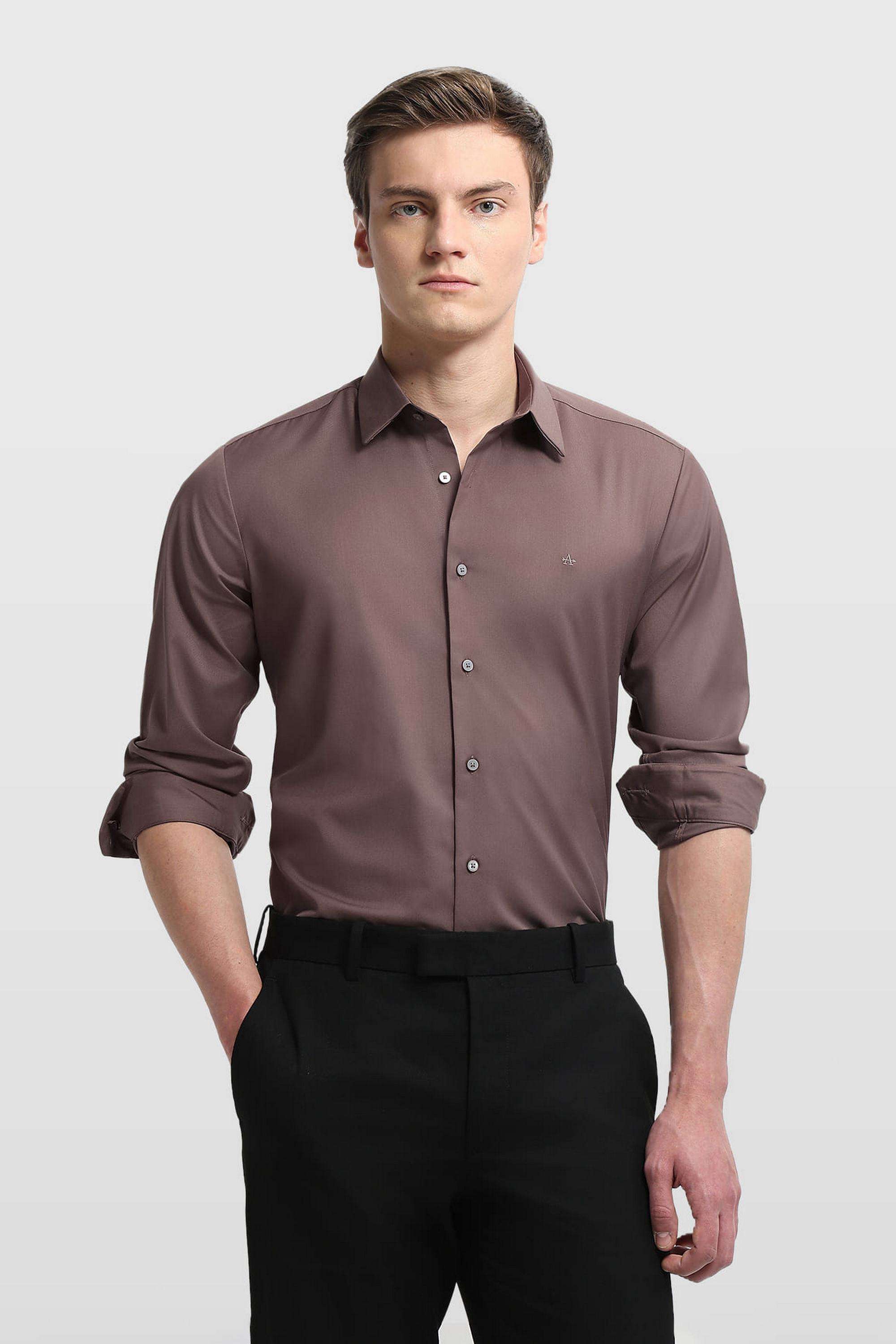 Solid-Polyester-Slim-Fit-Men-s-Formal-Wear-Shirt