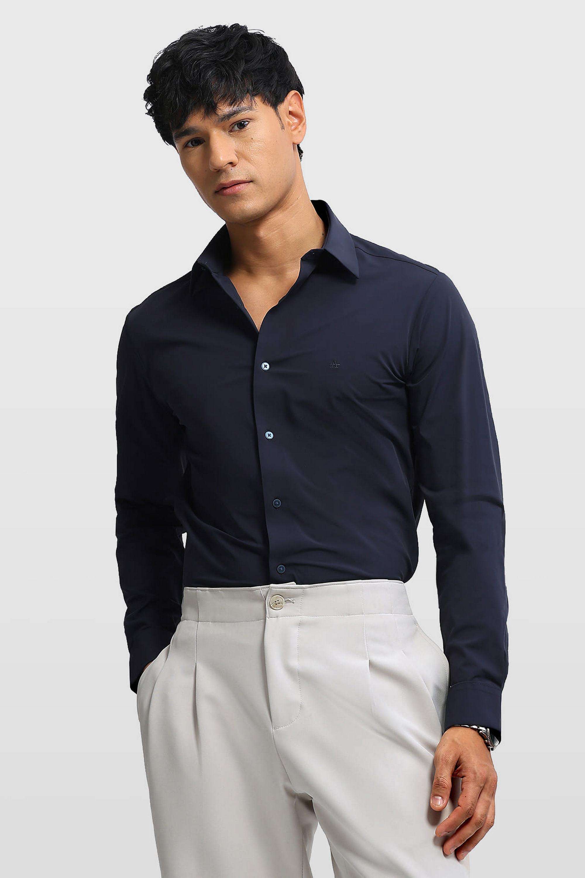 Solid-Nylon-Slim-Fit-Men-s-Formal-Shirt