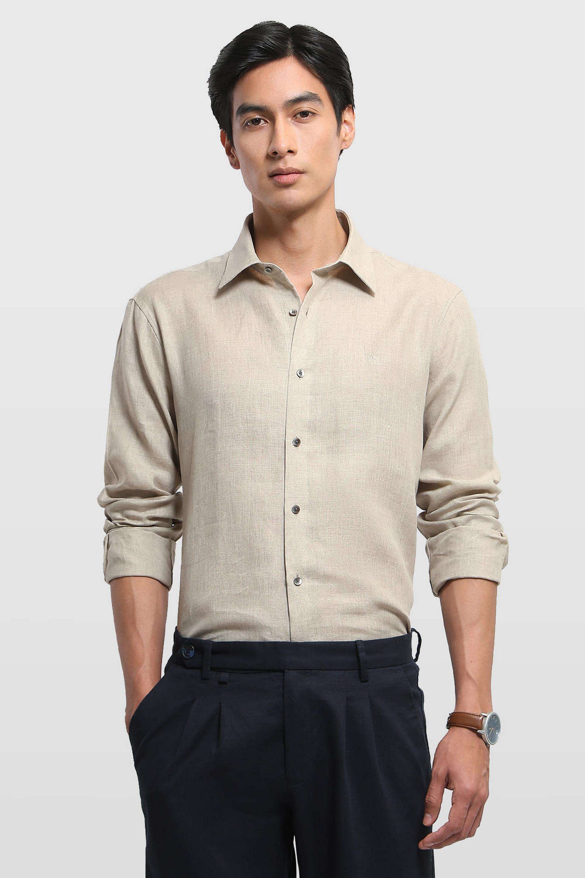 Solid-Linen-Regular-Fit-Men-s-Shirt