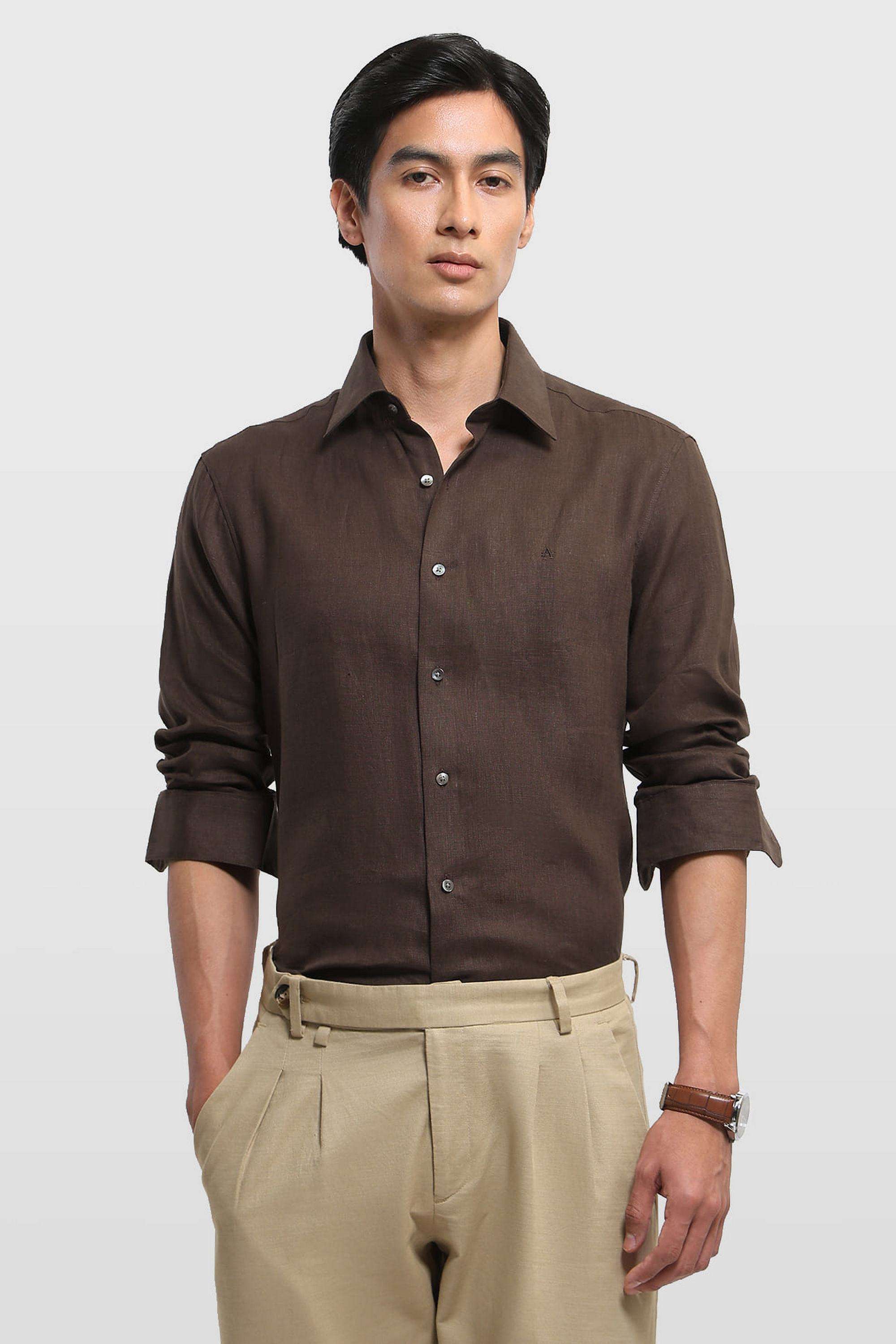 Solid-Linen-Regular-Fit-Men-s-Shirt