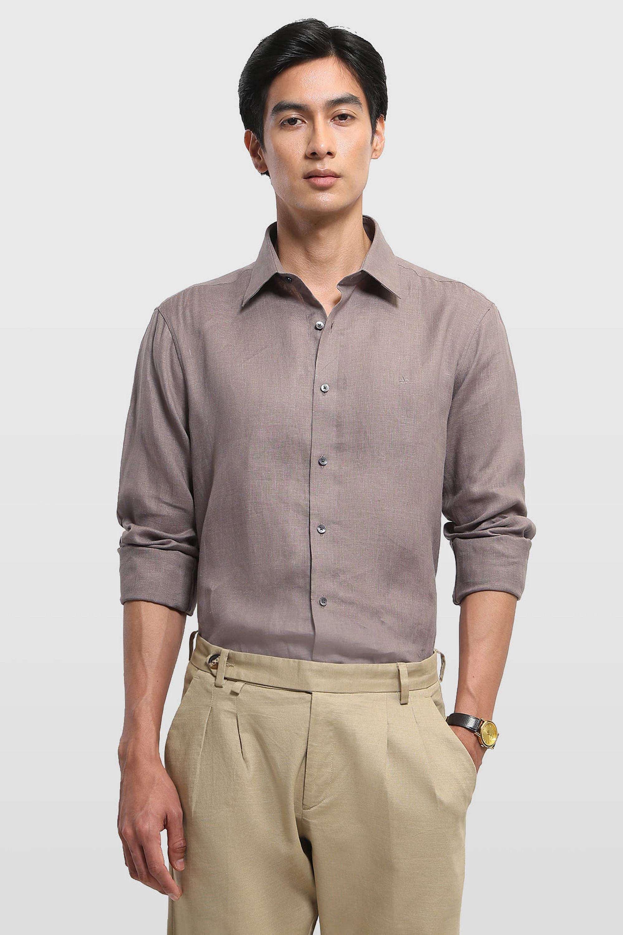 Solid-Linen-Regular-Fit-Men-s-Shirt