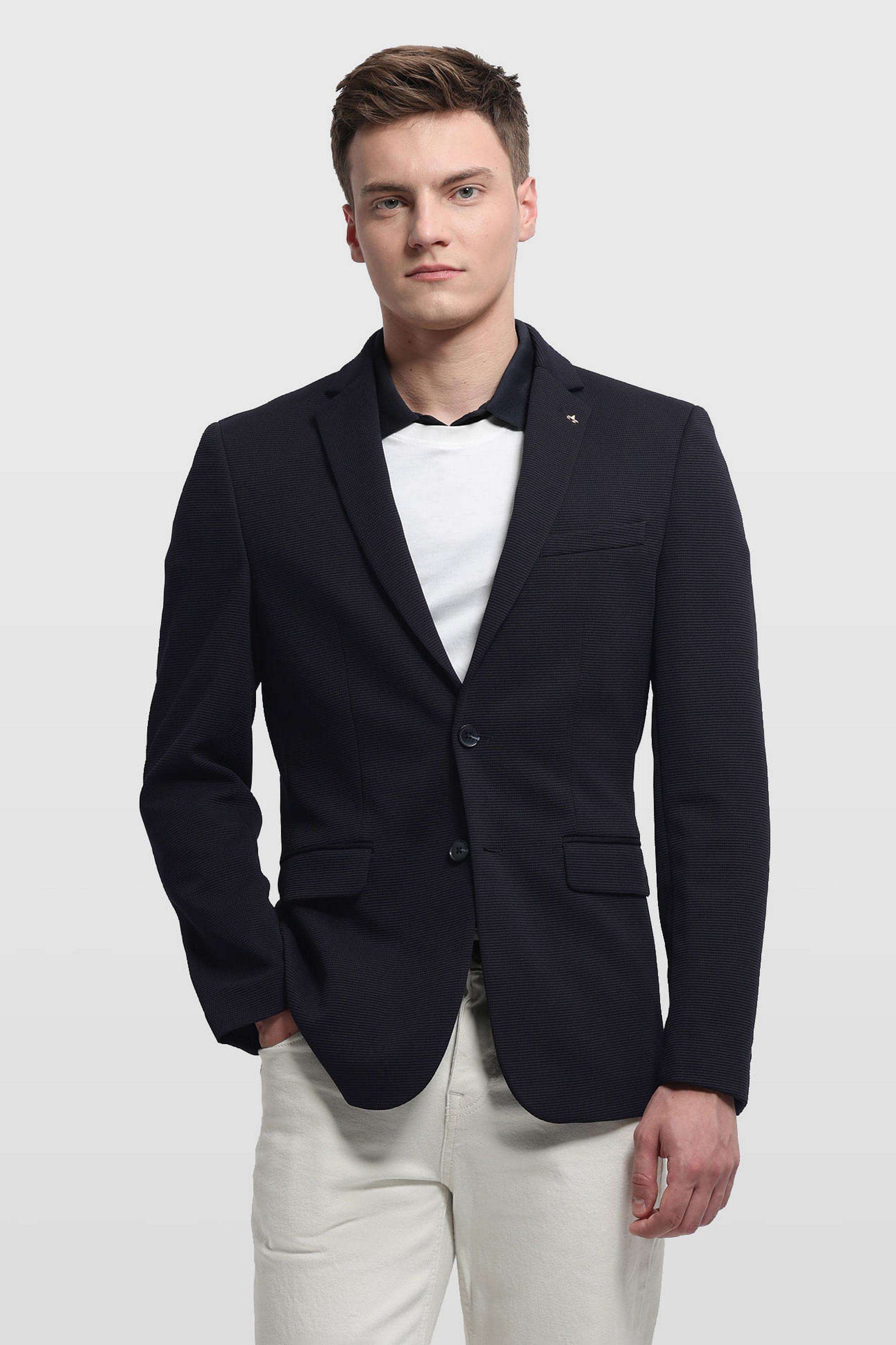 Solid-Polyester-Men-s-Blazer