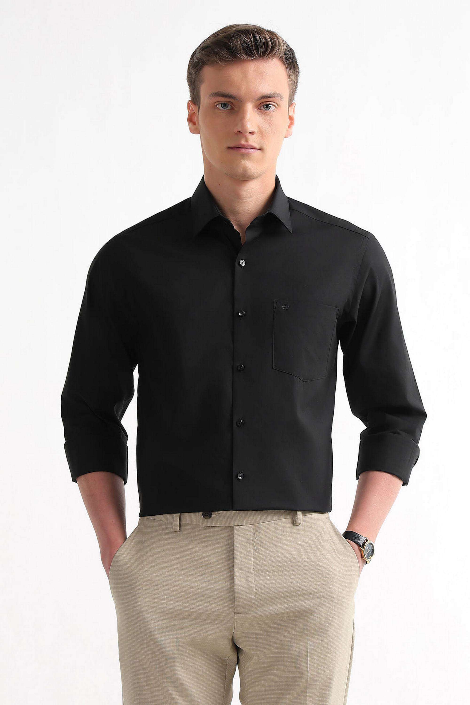 Solid-Cotton-Slim-Fit-Men-s-Shirt