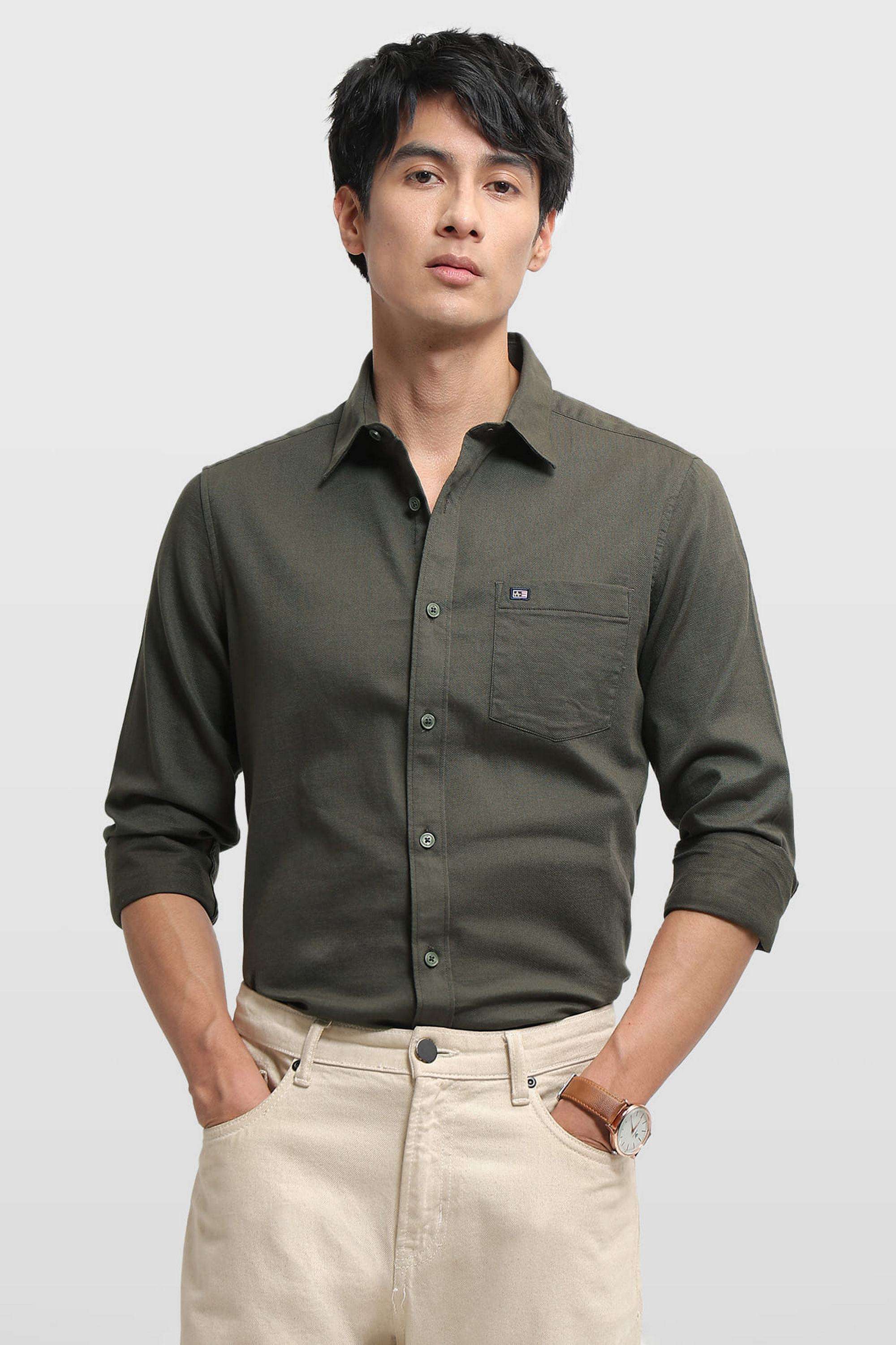 Solid-Cotton-Slim-Fit-Men-s-Shirt