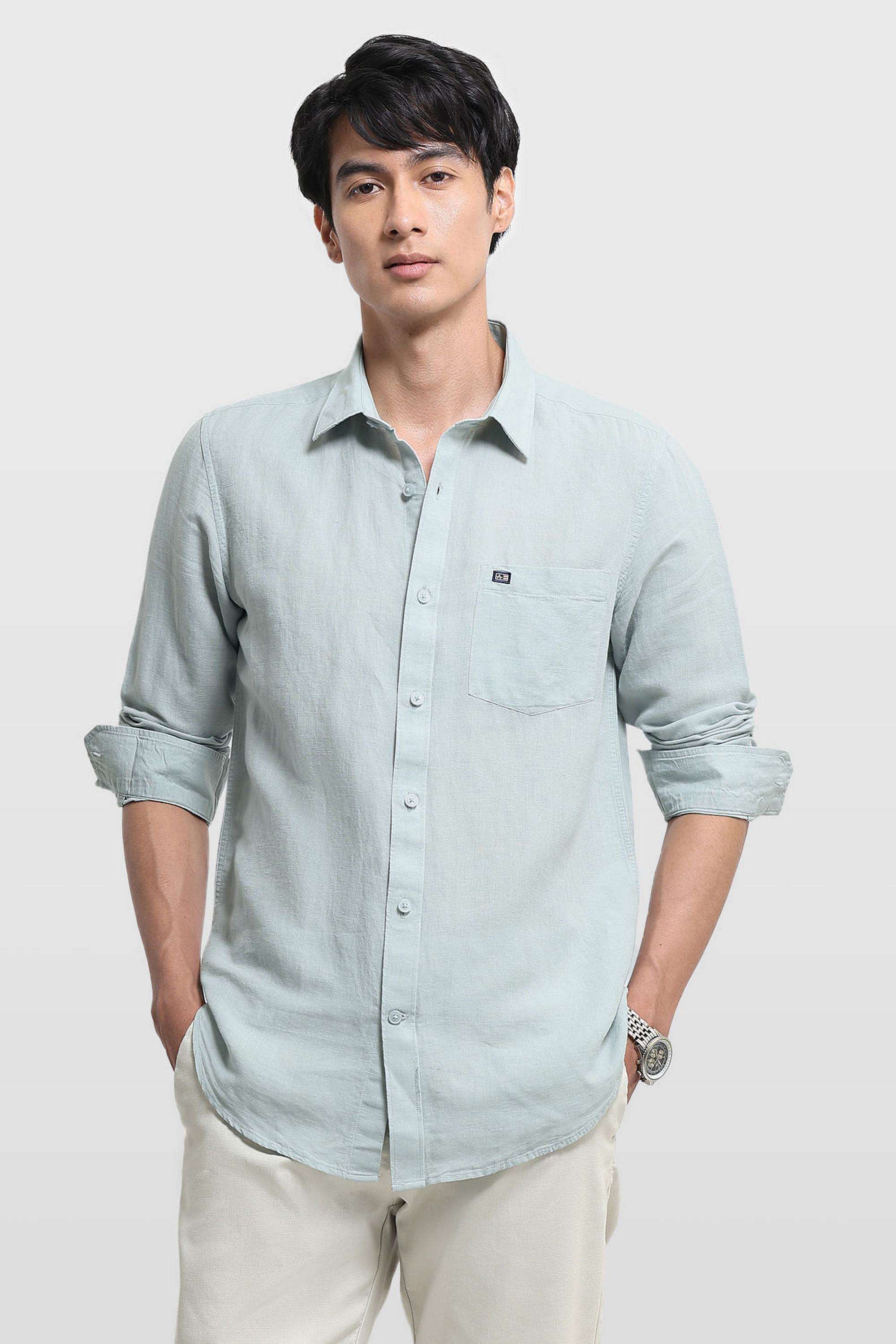 Solid-Linen-Slim-Fit-Men-s-Shirt