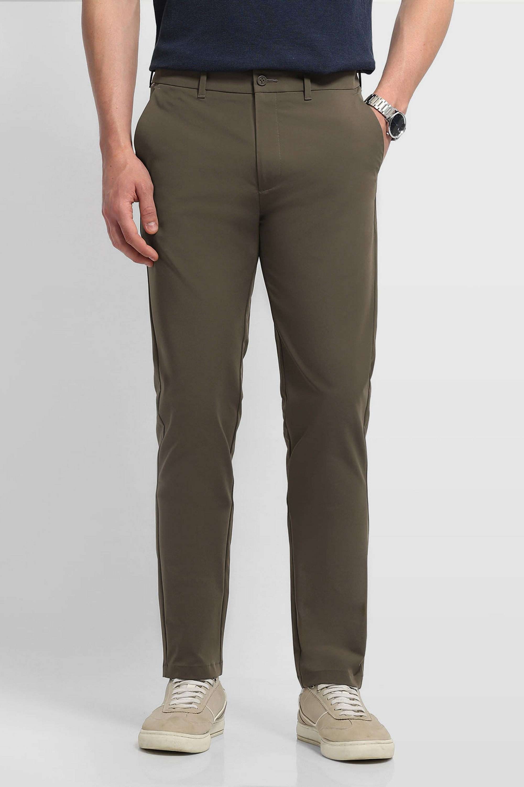 Solid-Nylon-Super-Slim-Fit-Men-s-Casual-Trousers