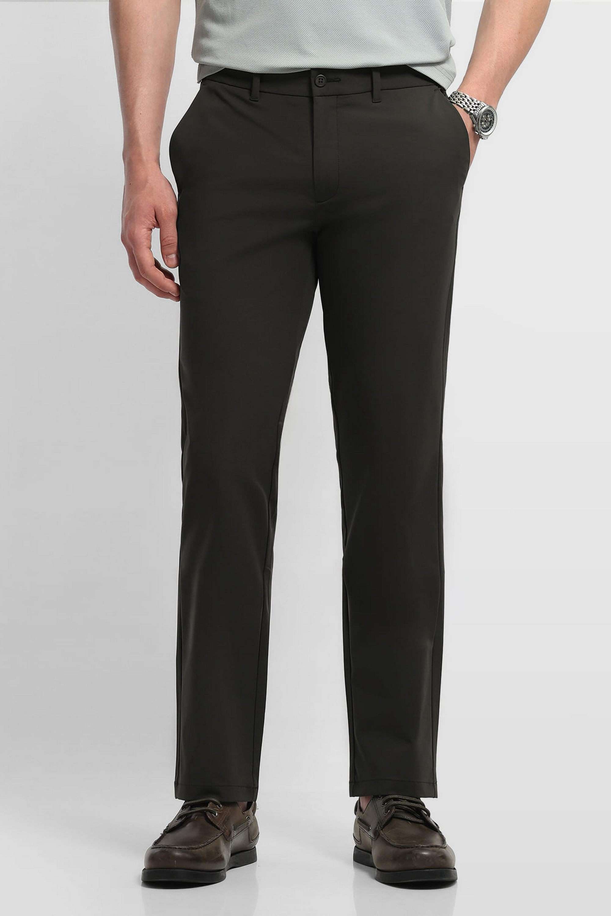 Solid-Nylon-Regular-Fit-Men-s-Casual-Trousers