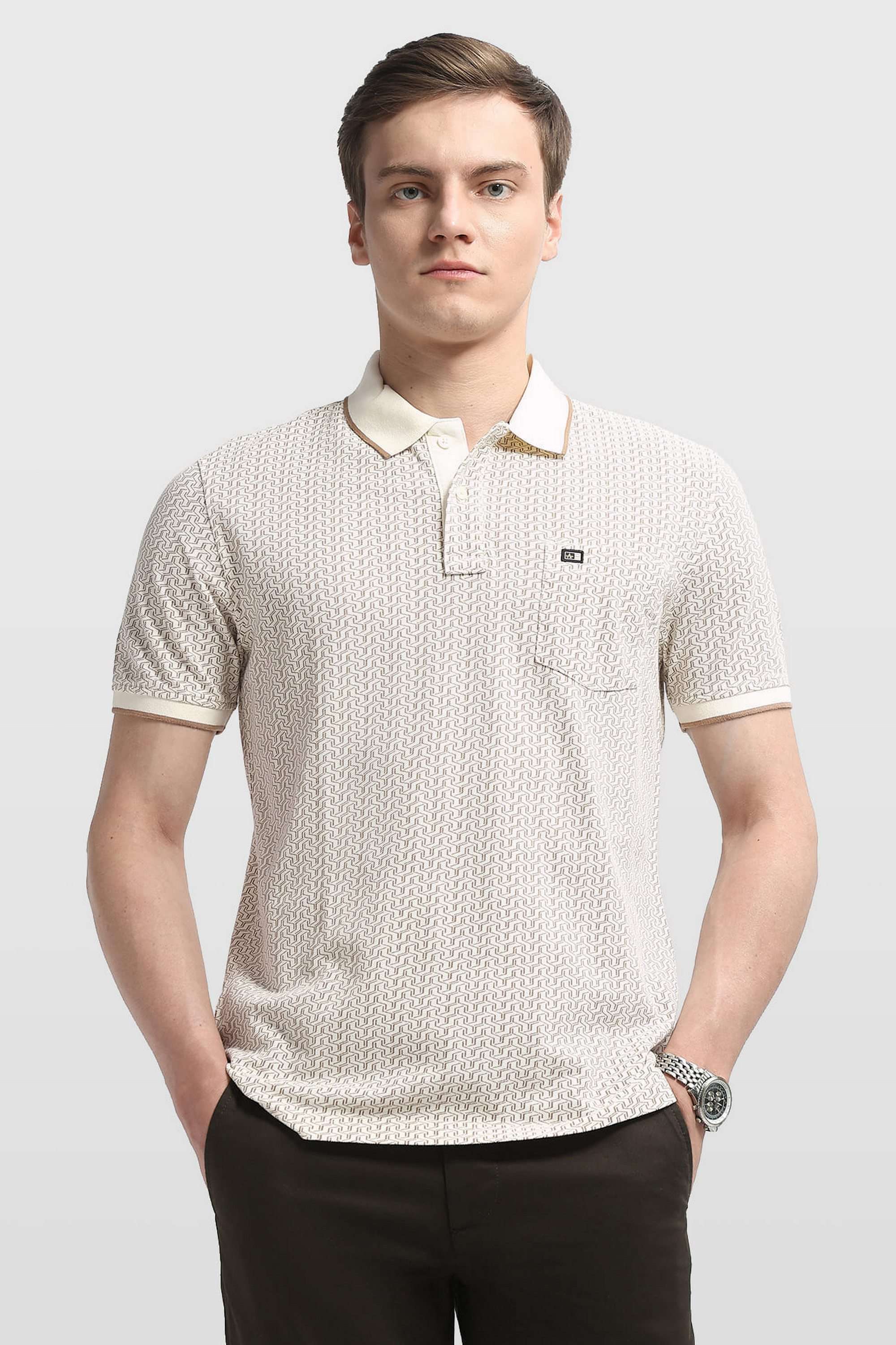 Geometric-Print-Cotton-Polo-Men-s-T-Shirt