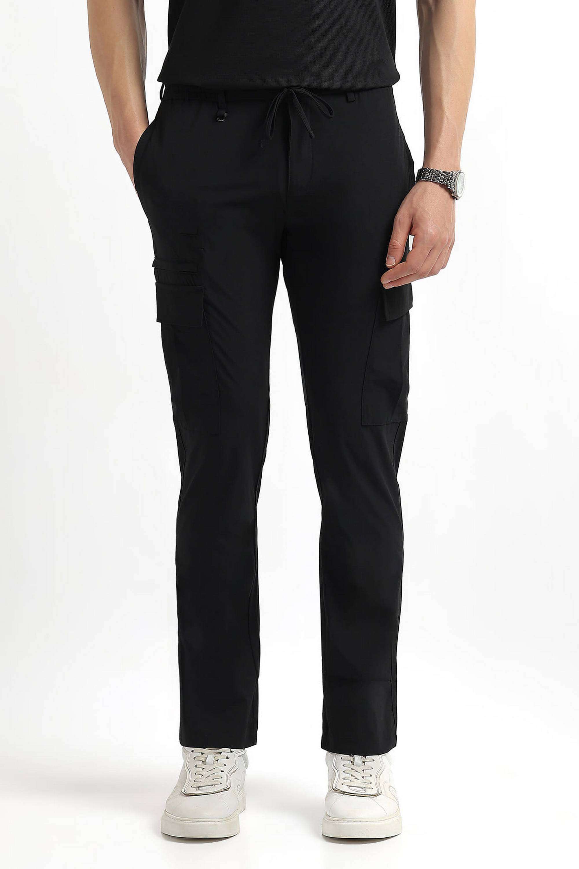 Solid-Nylon-Regular-Fit-Men-s-Trousers