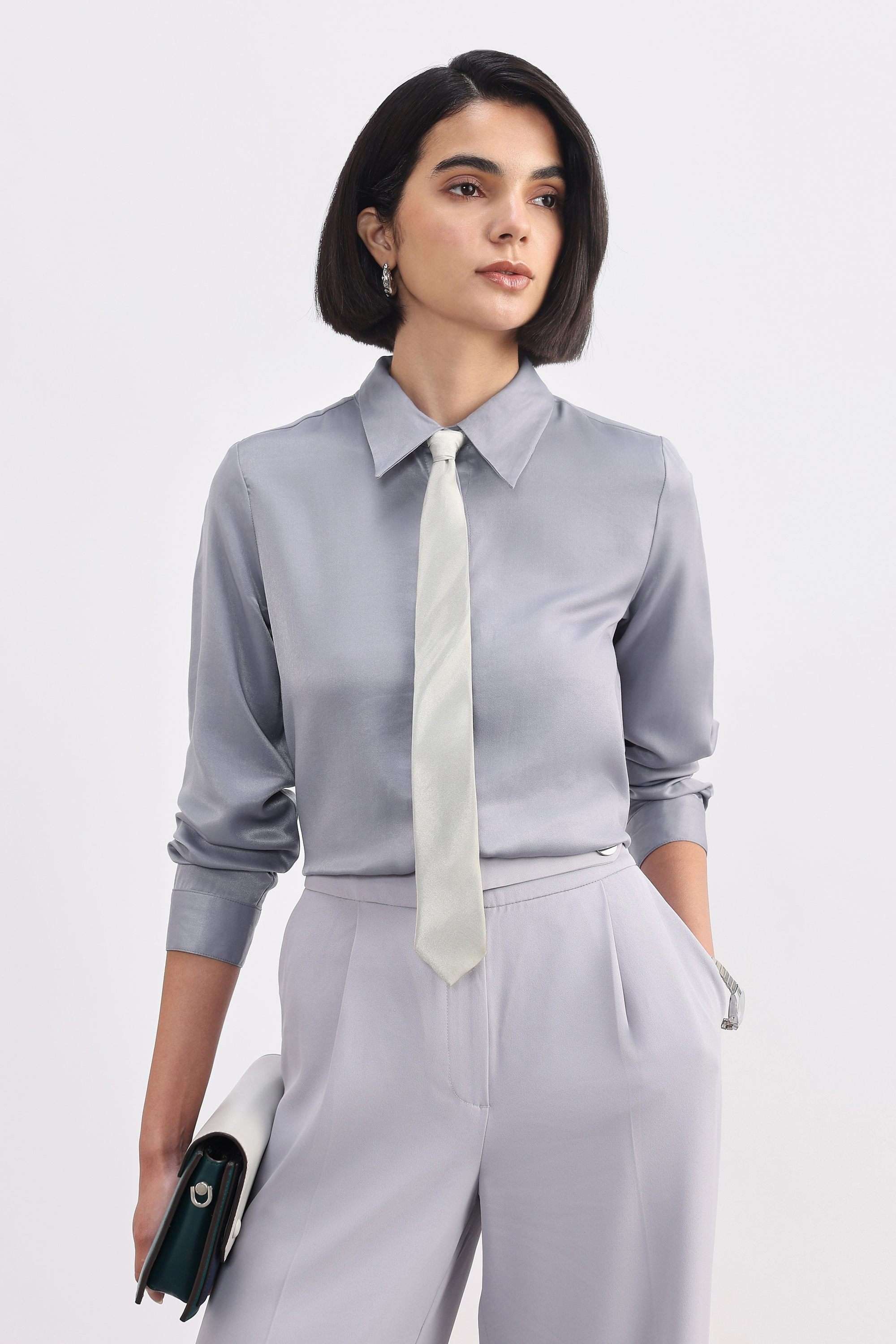 Solid-Collared-Rayon-Women-s-Formal-Wear-Shirt