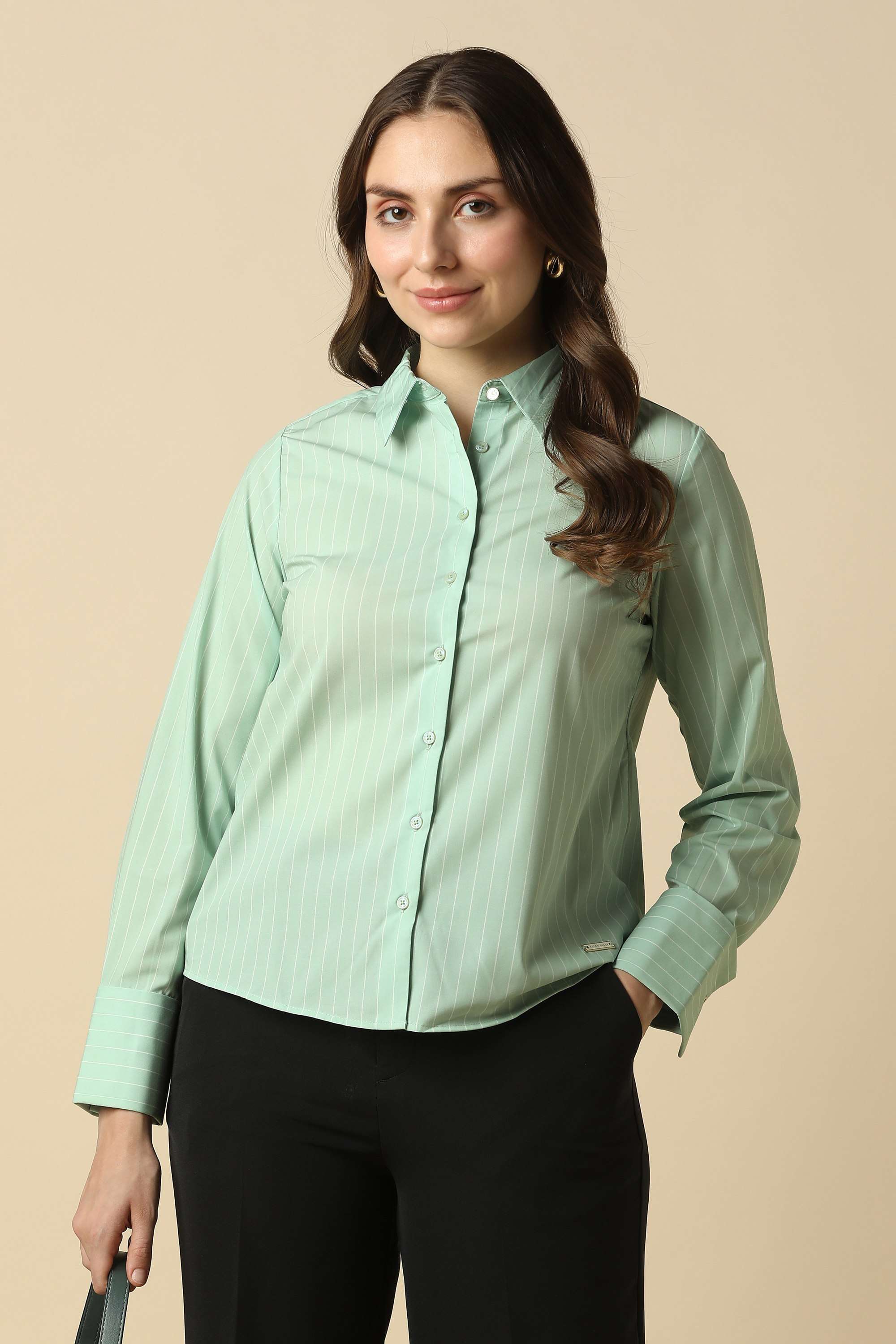 allen solly Stripes Polyester Regular Fit Women's Shirt-picture-11