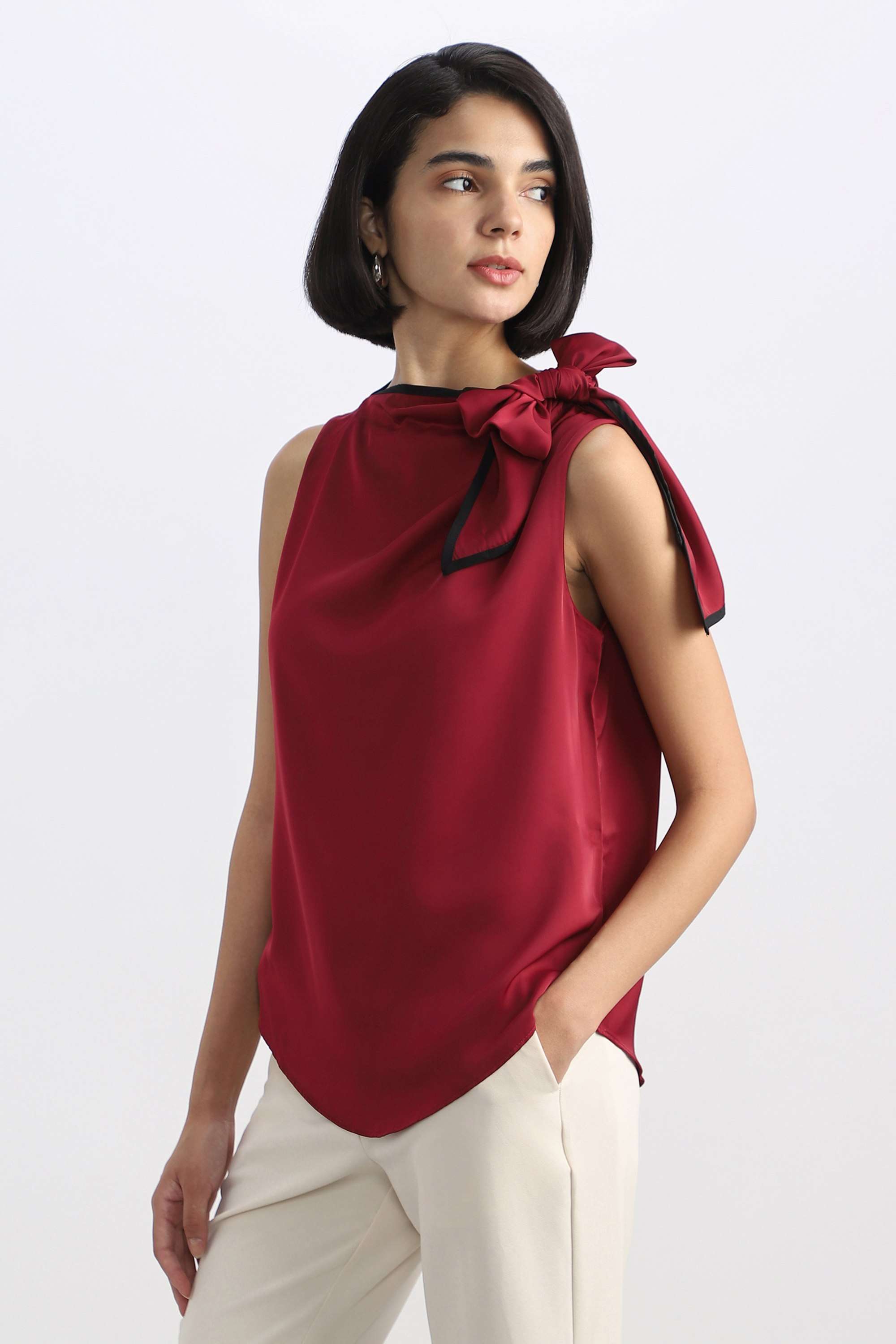 allen solly Solid Polyester High Neck Women's Top-picture-17