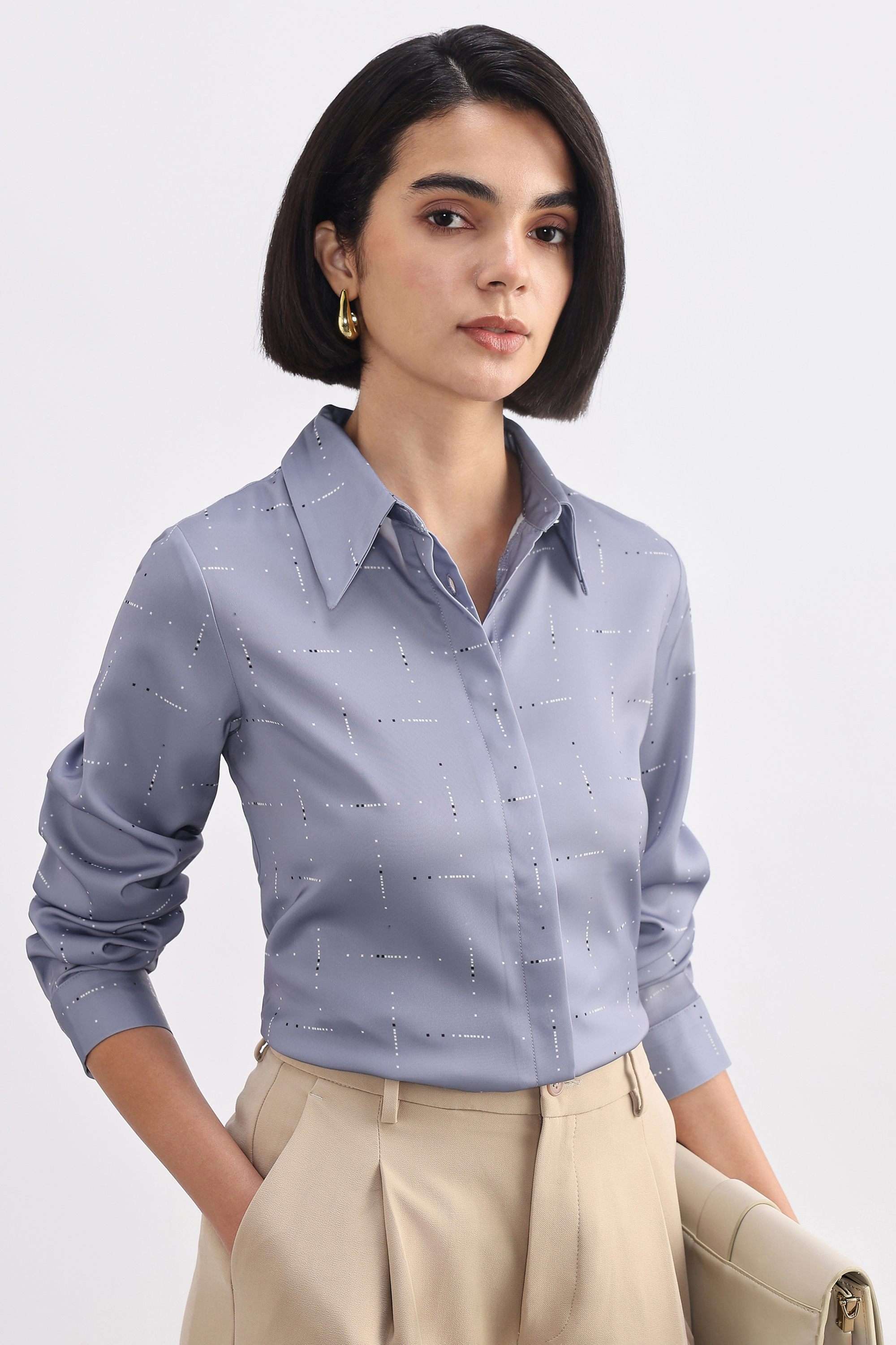 Printed-Collared-Polyester-Women-s-Formal-Wear-Shirt