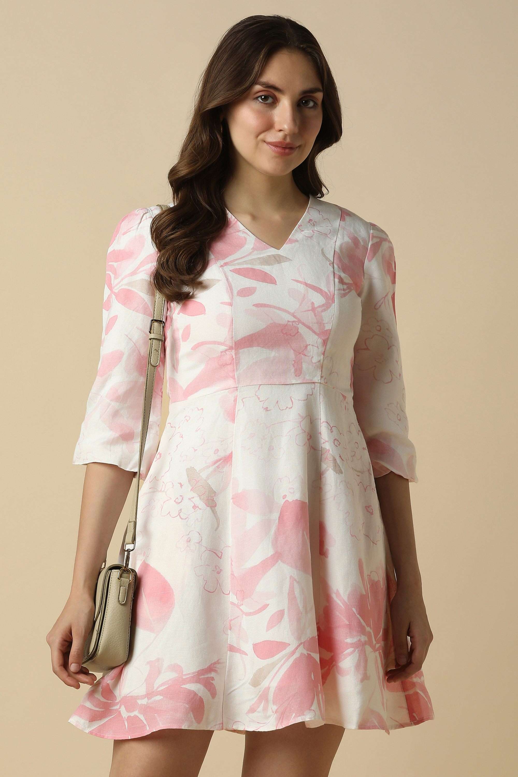 allen solly Floral V-Neck Viscose Women's Dress-picture-14