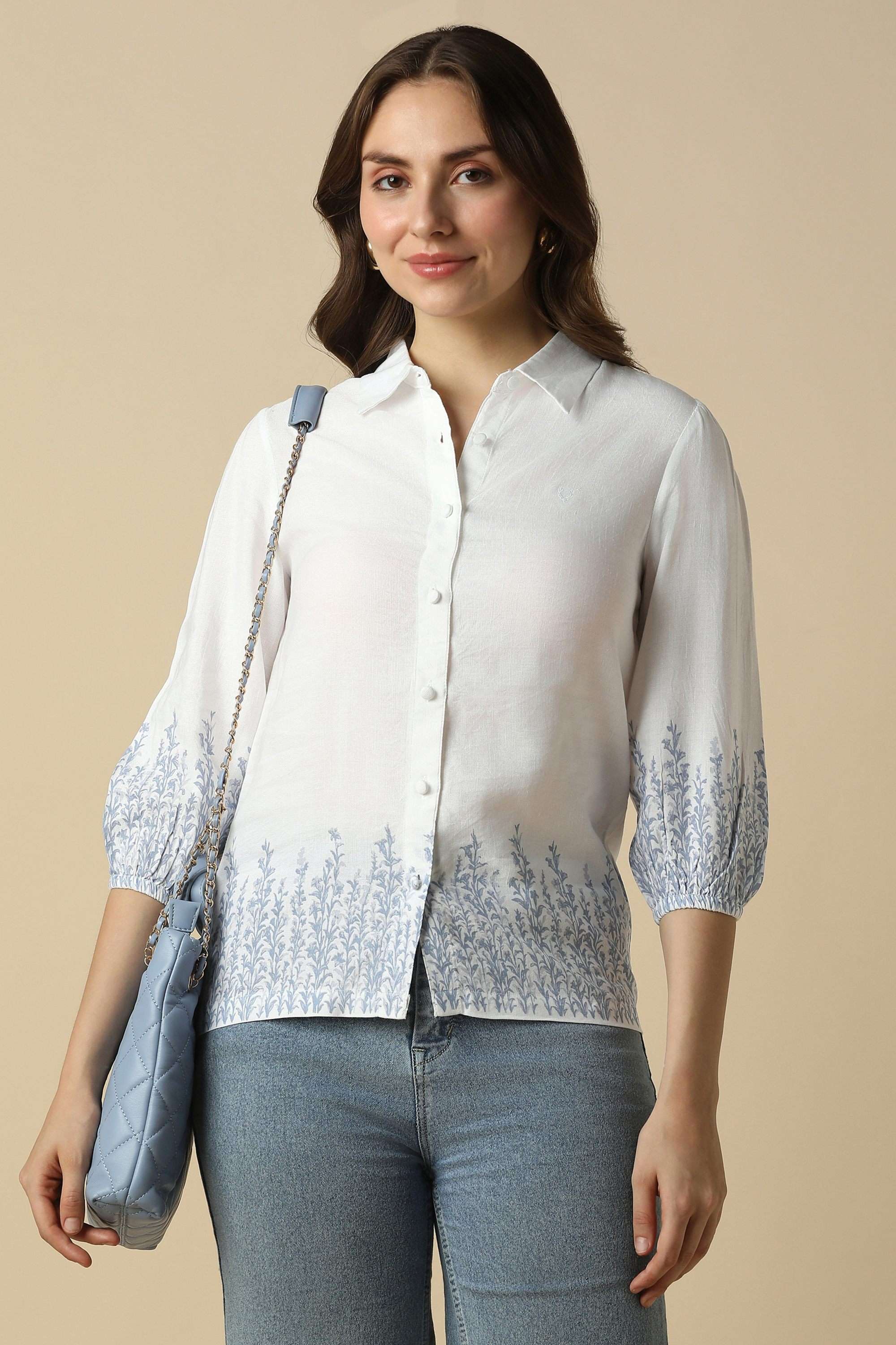 allen solly Printed Collared Viscose Women's Shirt-picture-22