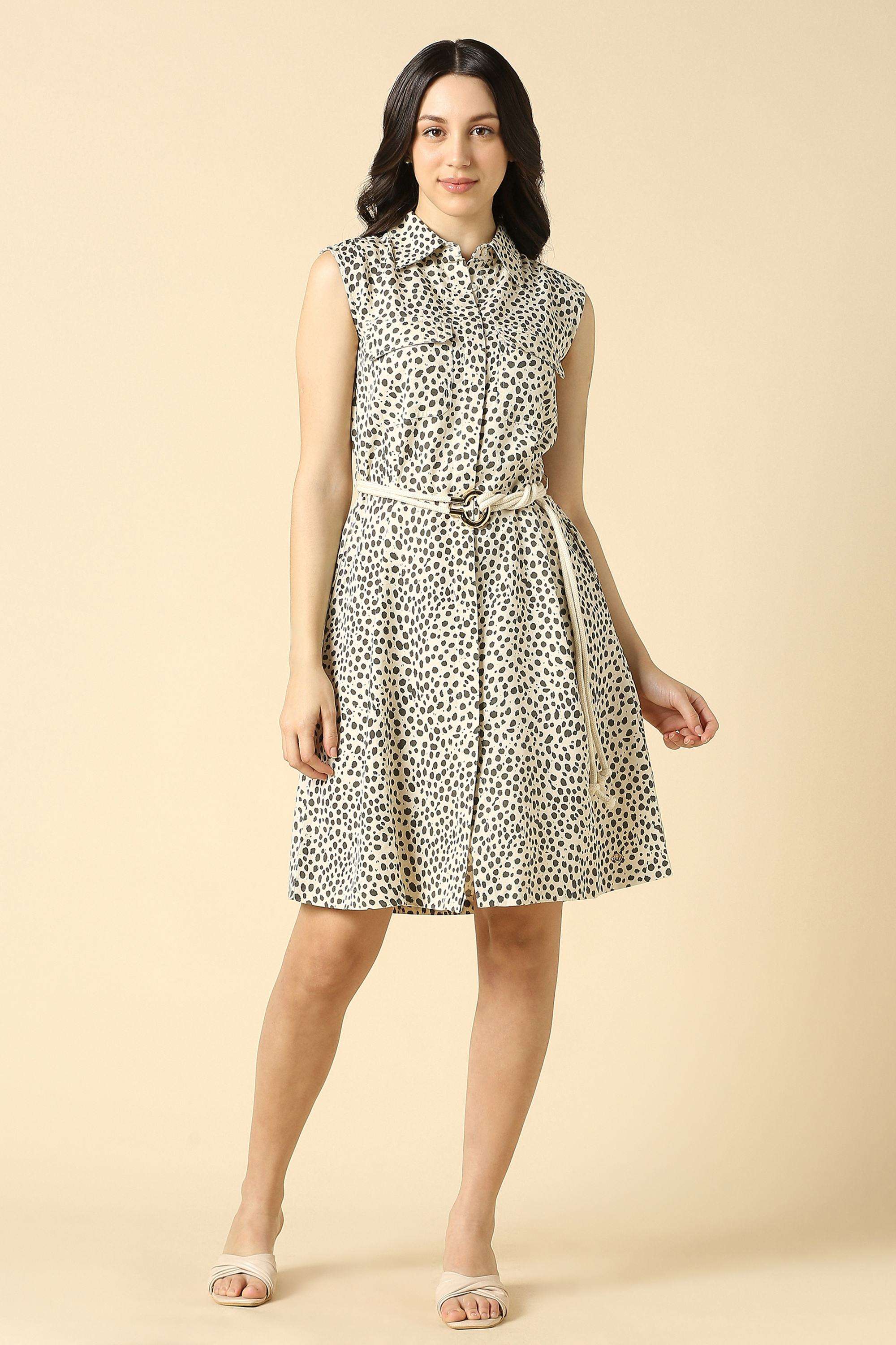 Printed-Lyocell-V-Neck-Women-s-Dress