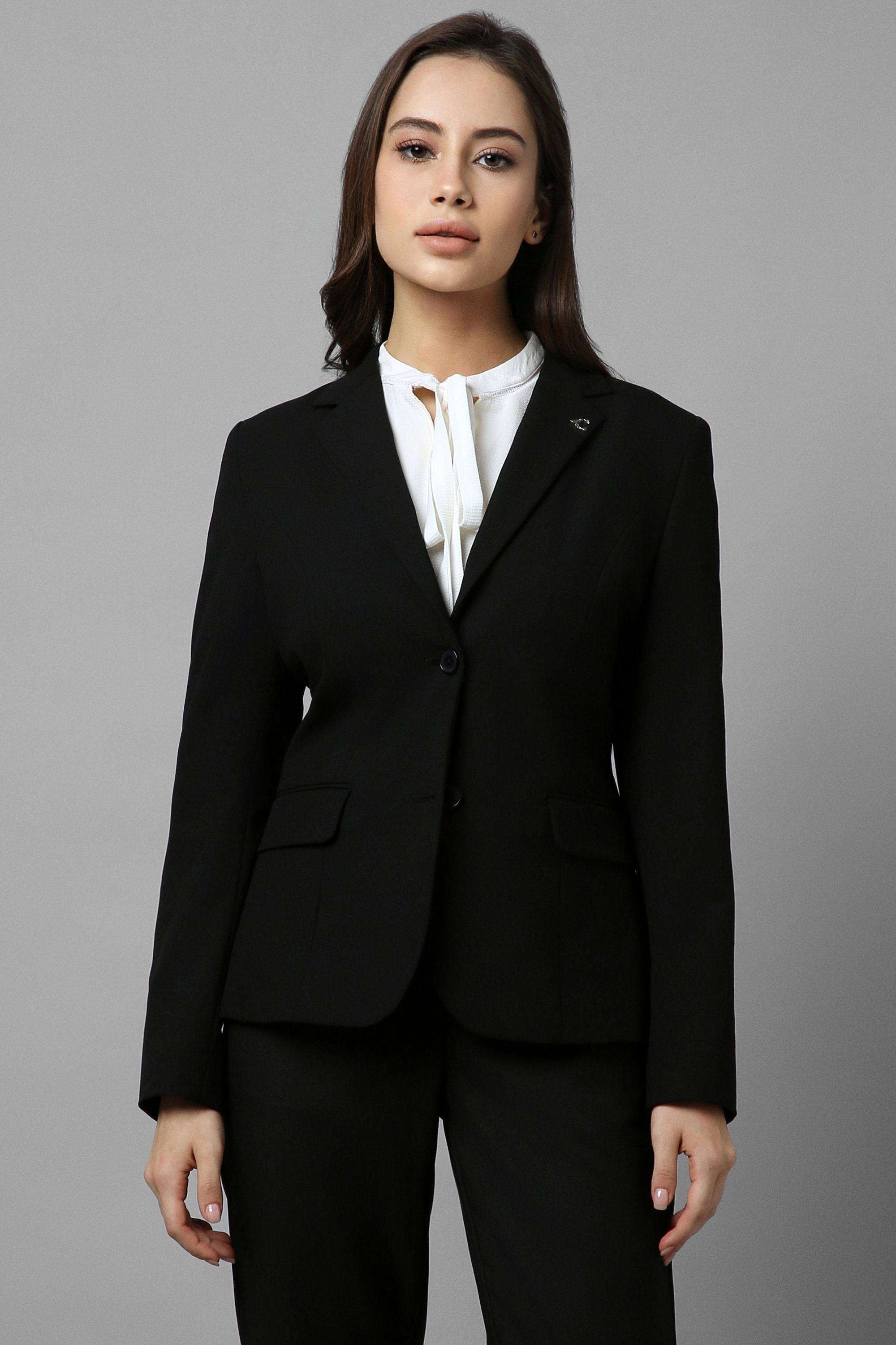 Solid-Polyester-Women-s-Blazer