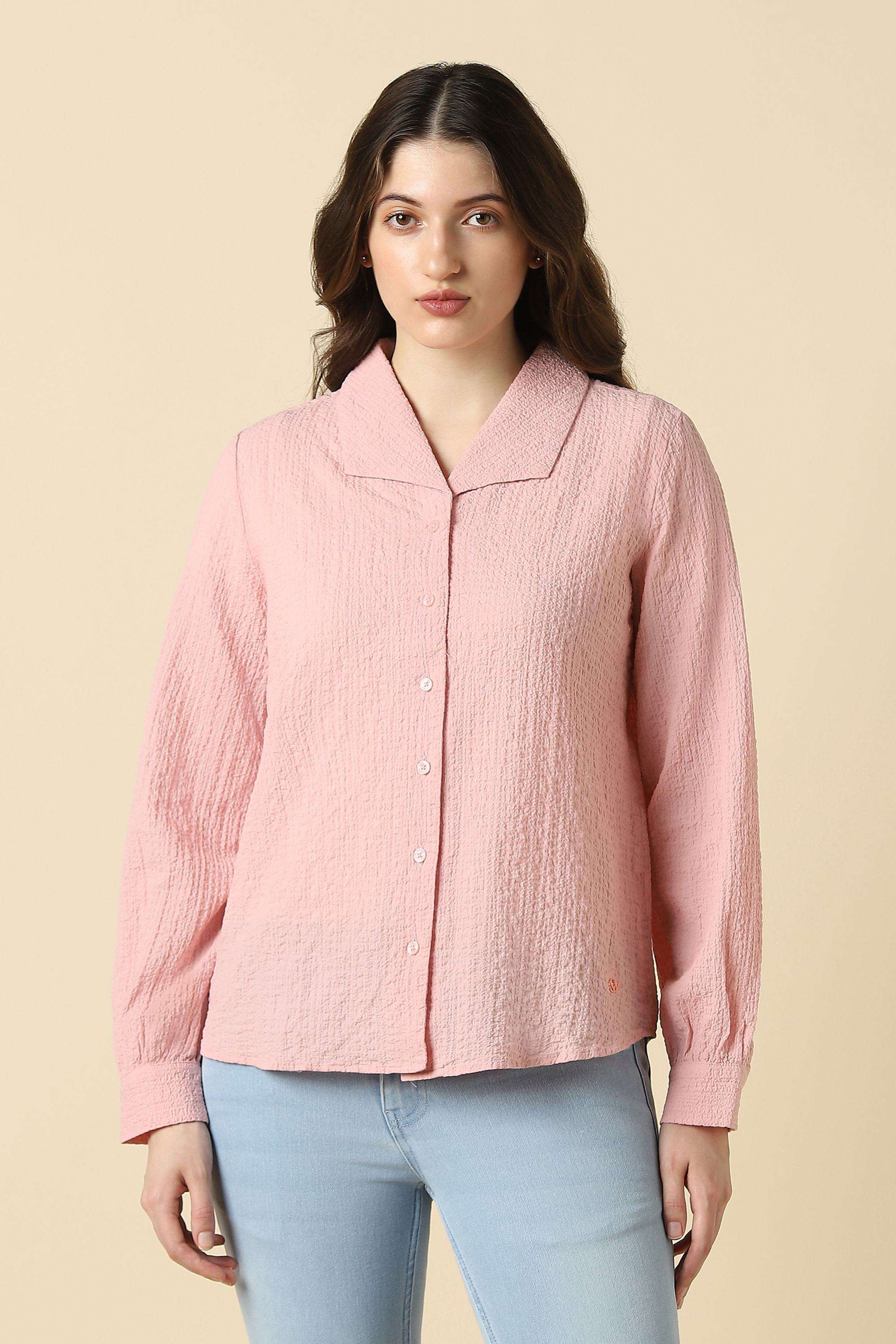 allen solly Solid Cotton V-Neck Women's Shirt-picture-20