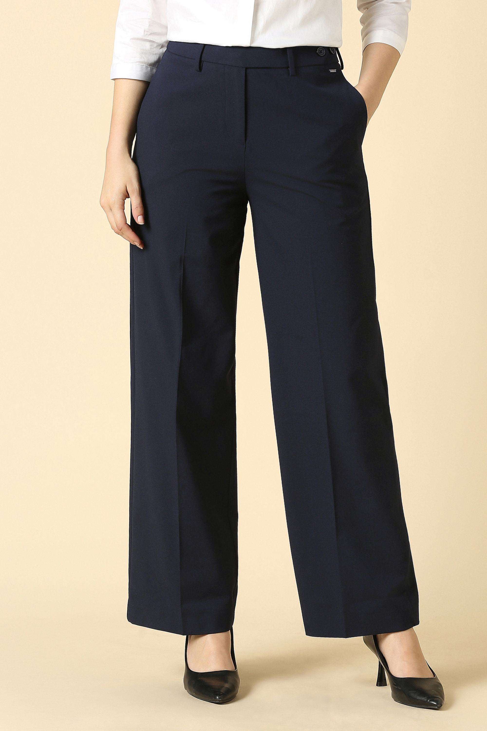 allen solly Solid Relaxed Fit Polyester Women's Formal Wear Trousers-picture-34