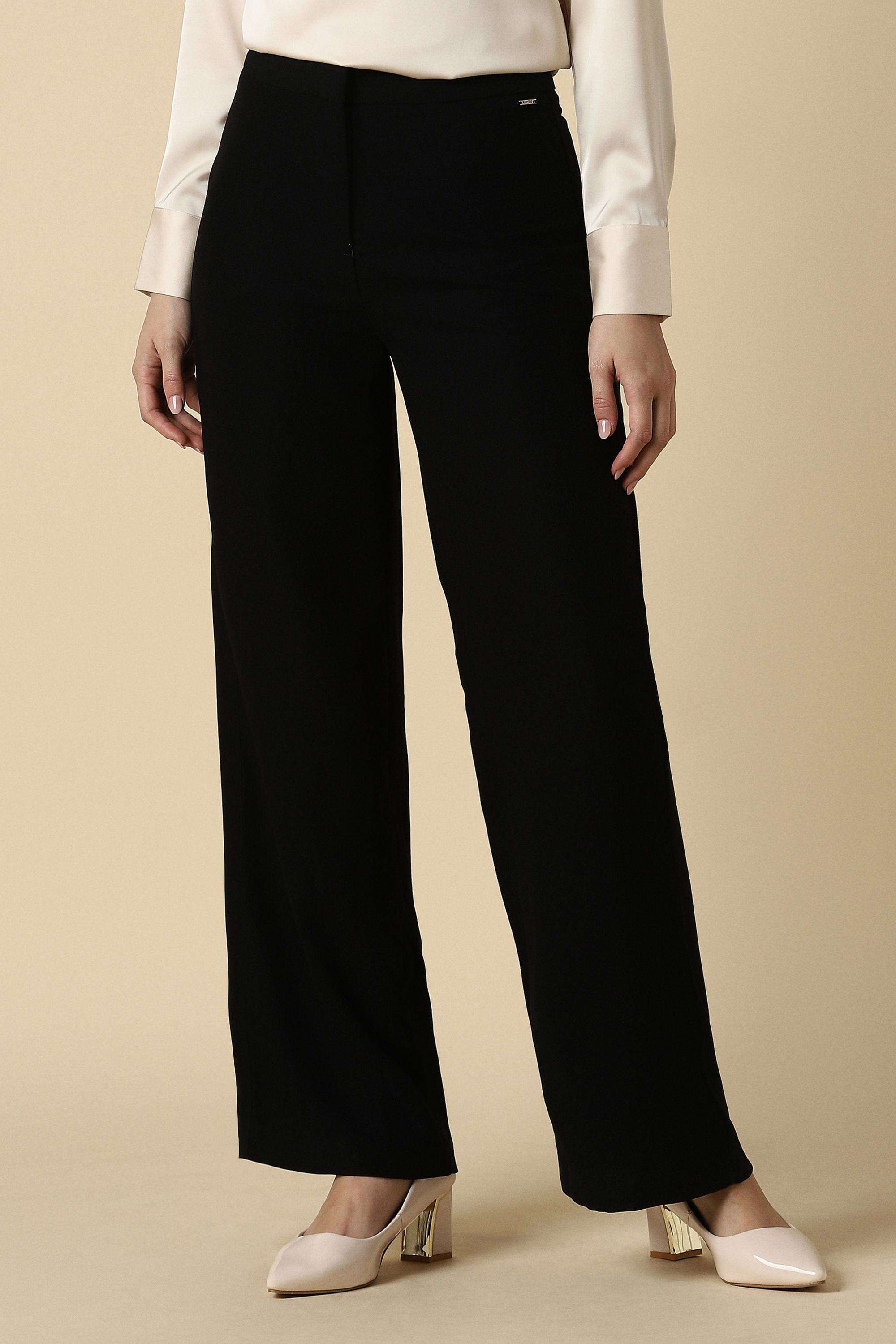 allen solly Solid Relaxed Fit Polyester Women's Formal Wear Trousers-picture-33