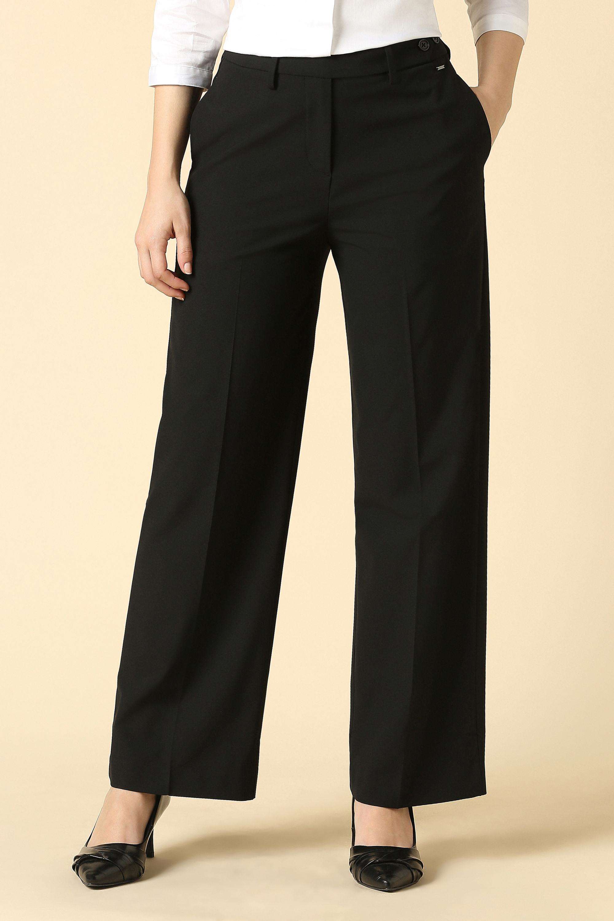 allen solly Solid Relaxed Fit Polyester Women's Formal Wear Trousers-picture-19