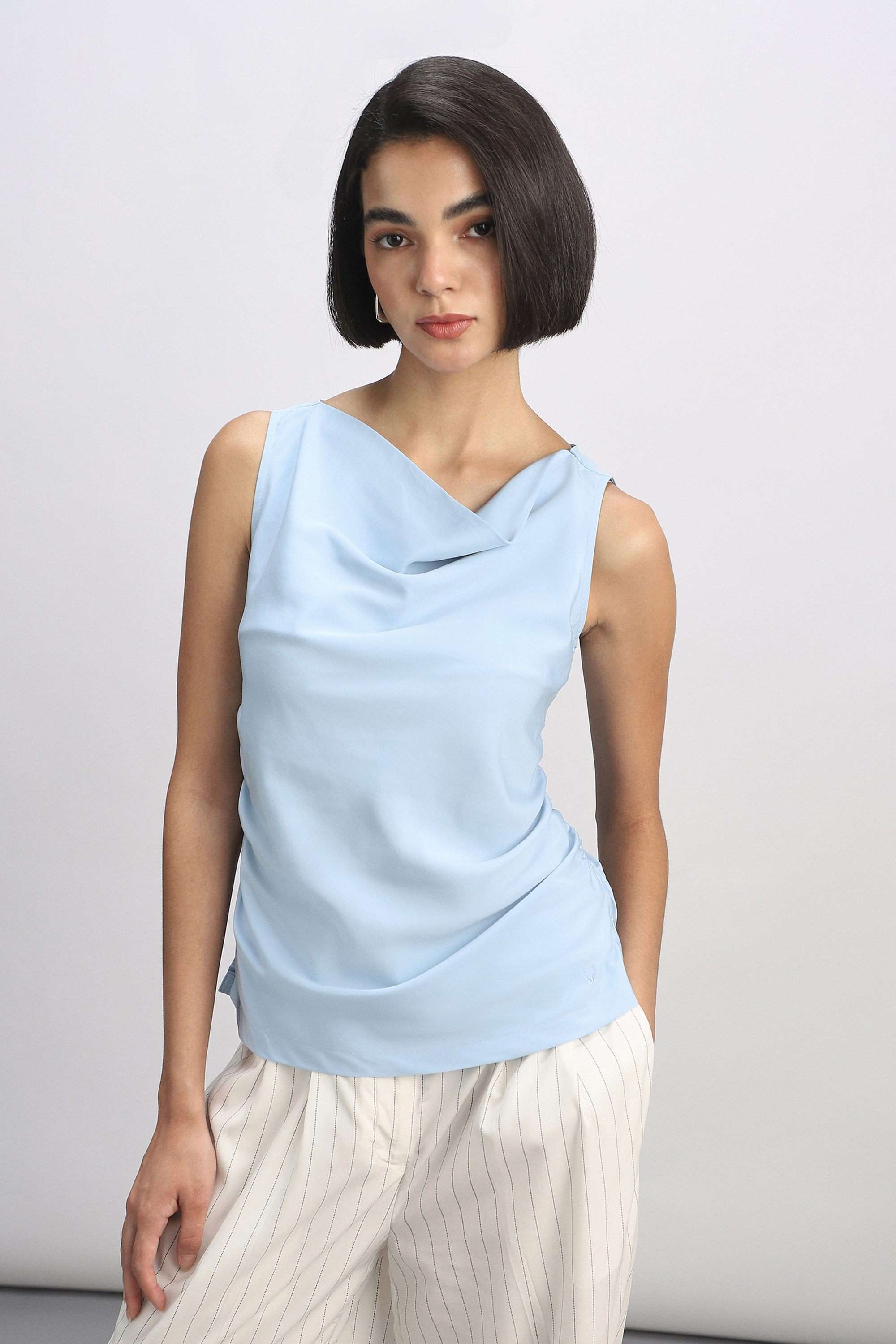allen solly Solid Polyester Cowl Neck Women's Top-picture-41