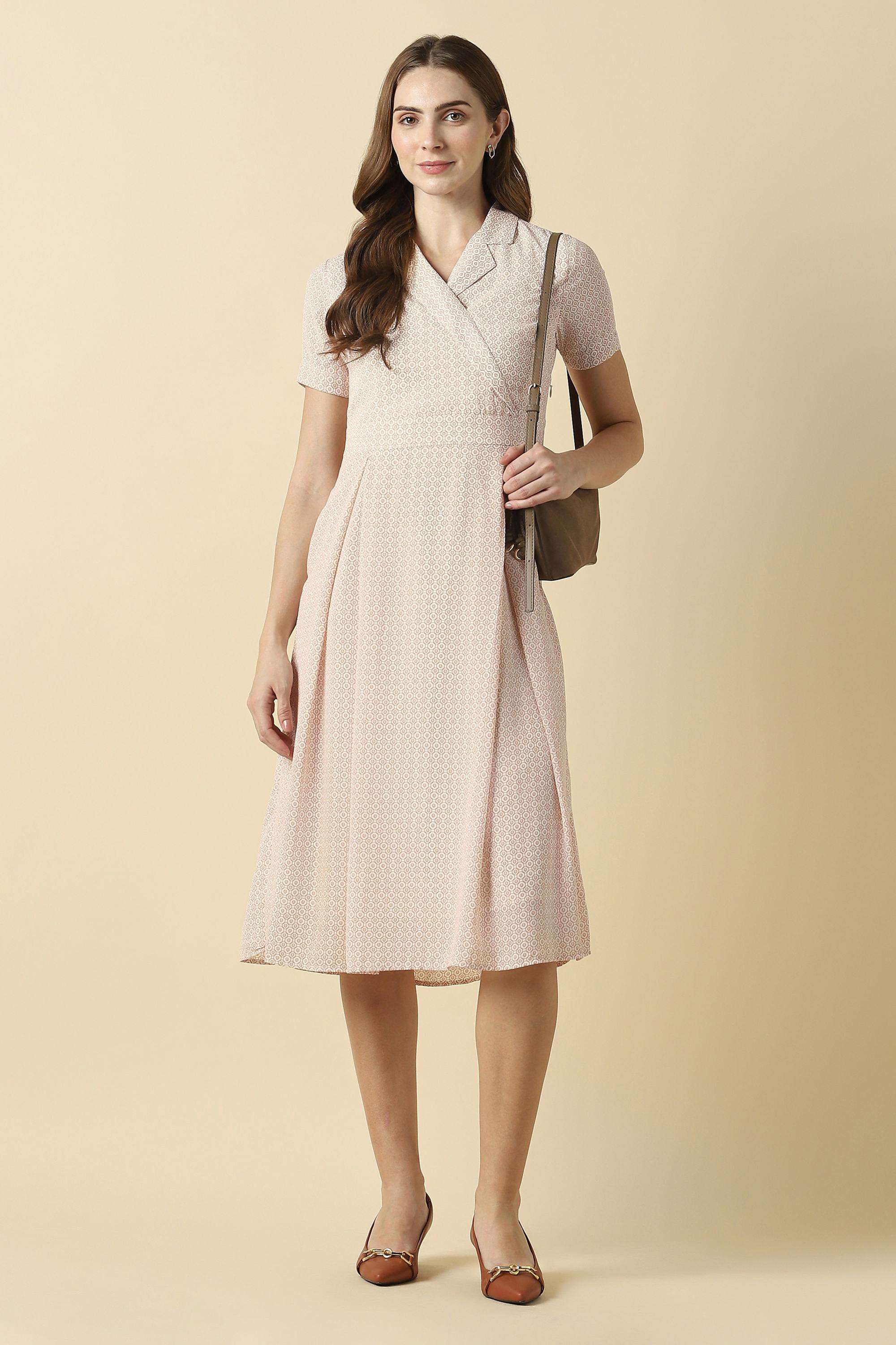 Printed-Cotton-V-Neck-Women-s-Dress