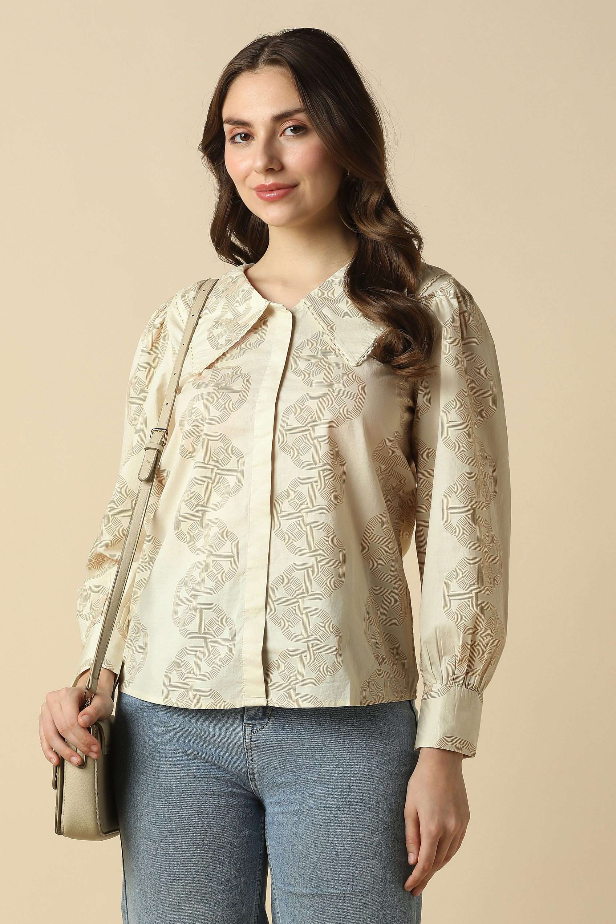 allen solly Printed Cotton V-Neck Women's Top-picture-38