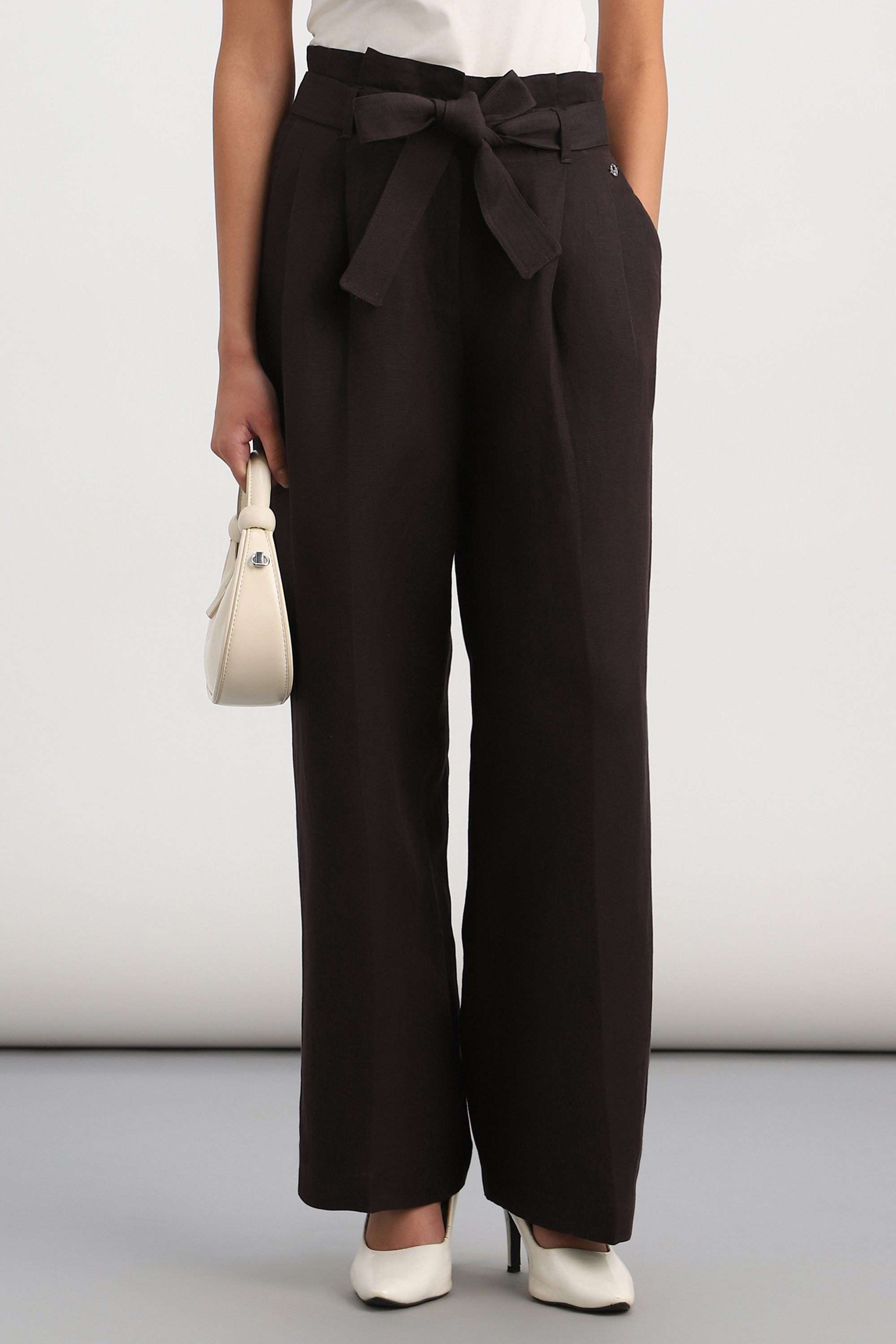 allen solly Solid Relaxed Fit Linen Women's Work Trousers-picture-19