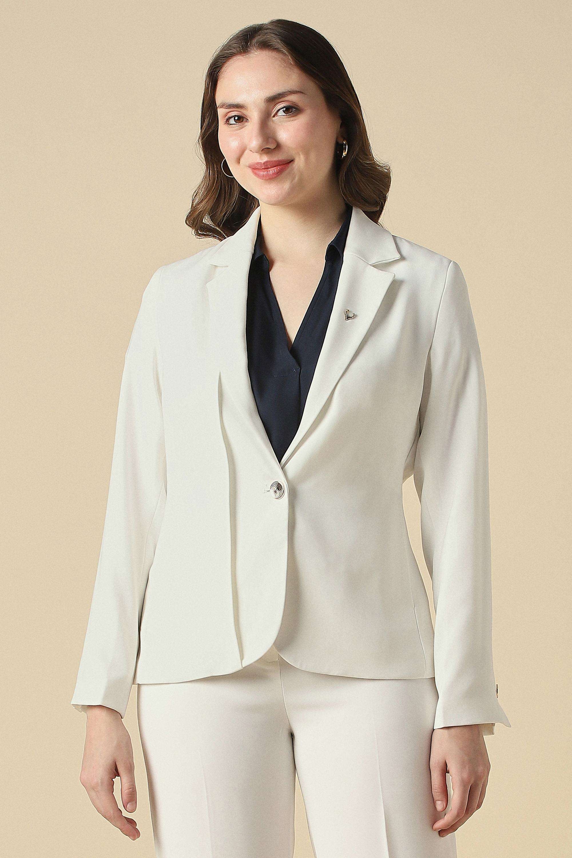 Solid-Cotton-Collared-Women-s-Blazer