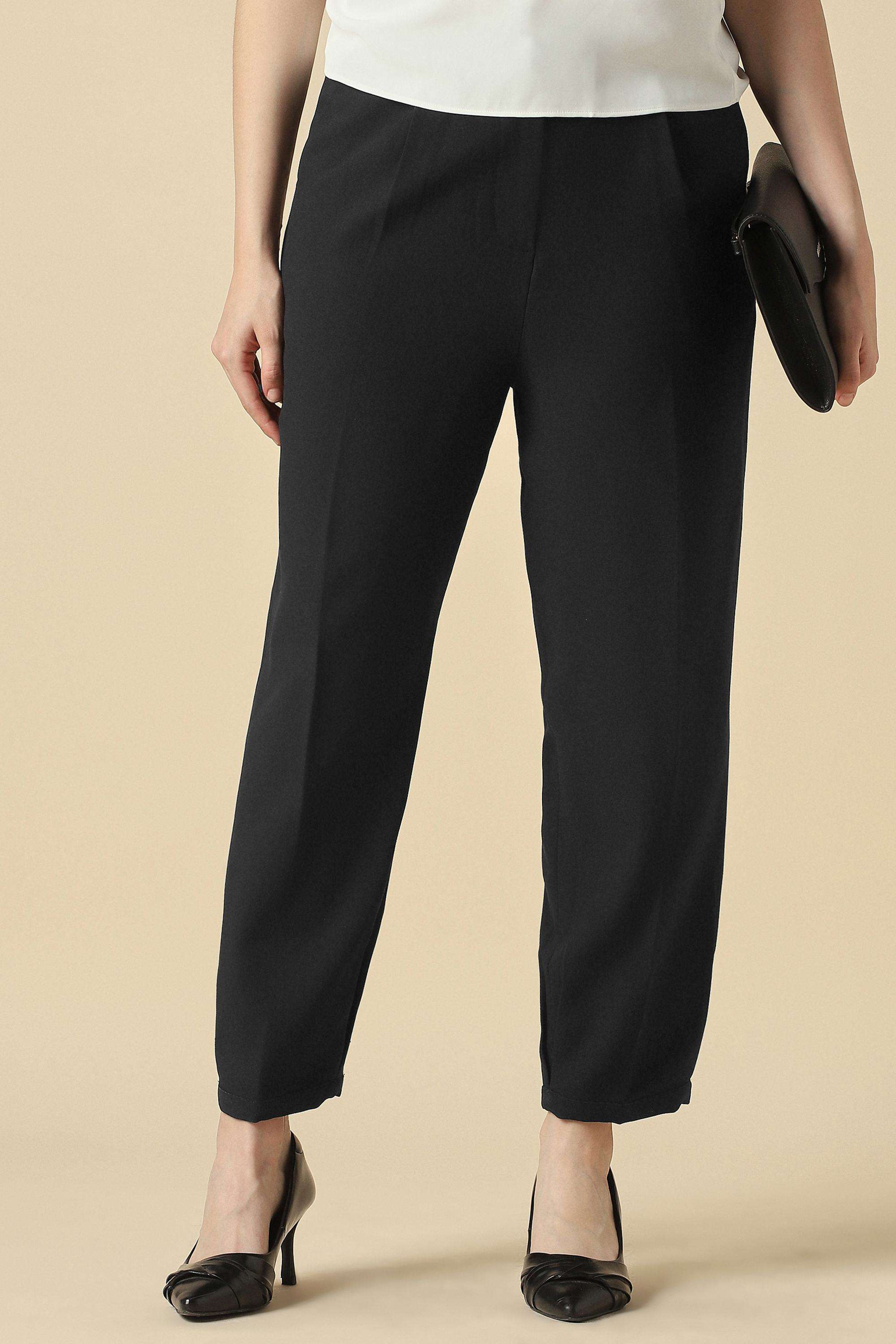 Solid-Regular-Fit-Cotton-Women-s-Work-Trousers